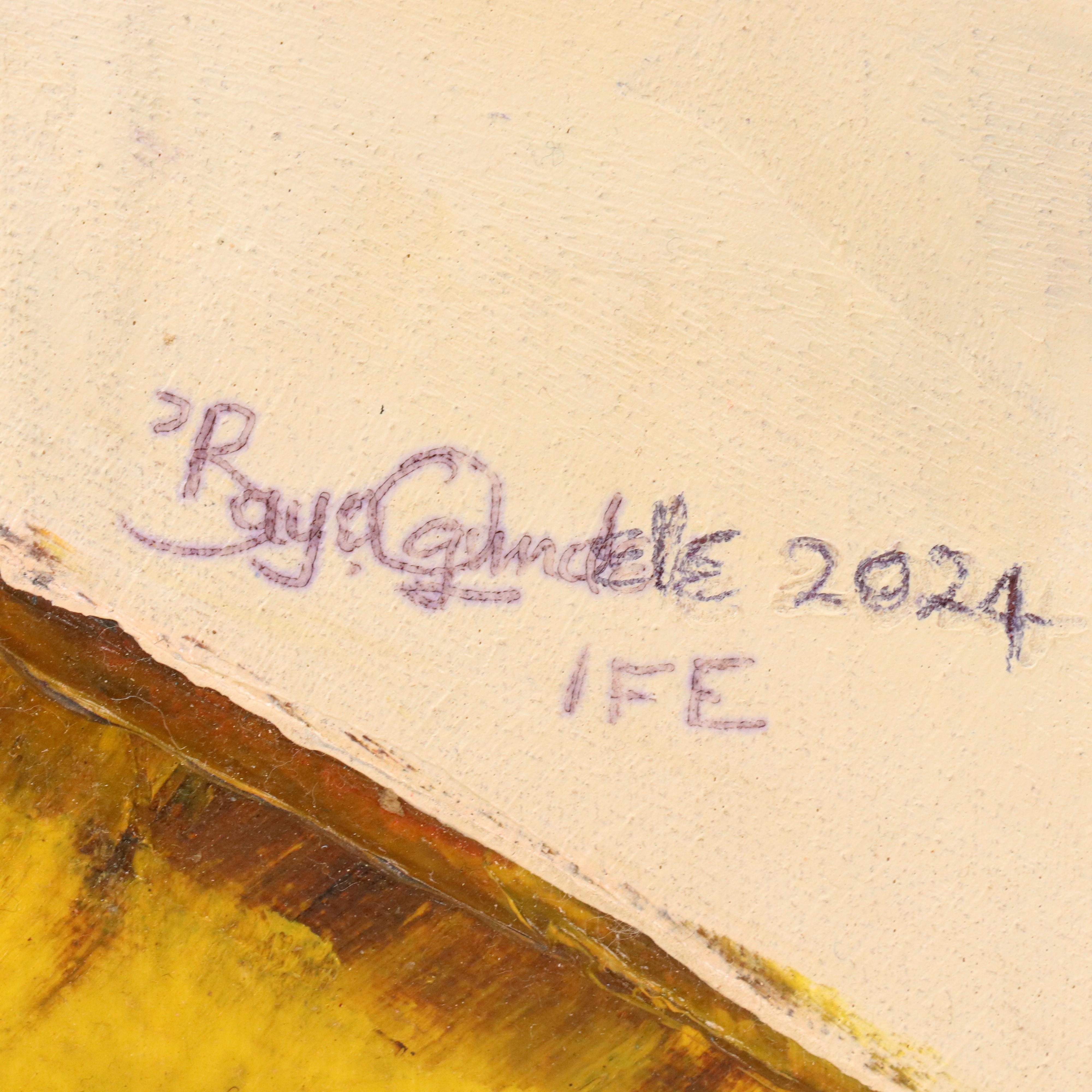 Bayo Ogundele Stylized Figural Oil Painting of Peacock, 2024