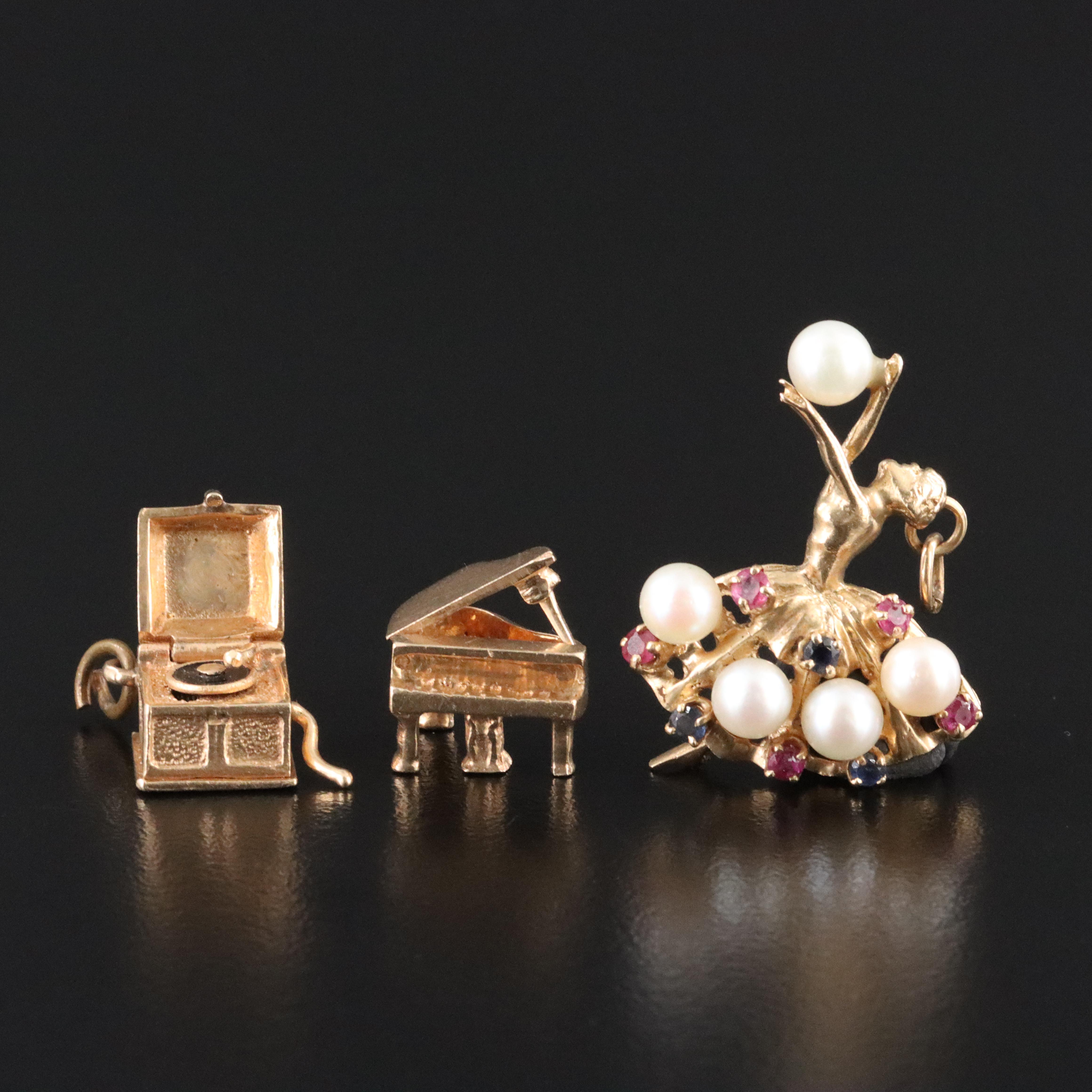 14K Charm Collection Featuring Pearls, Rubies, Sapphires and Articulation