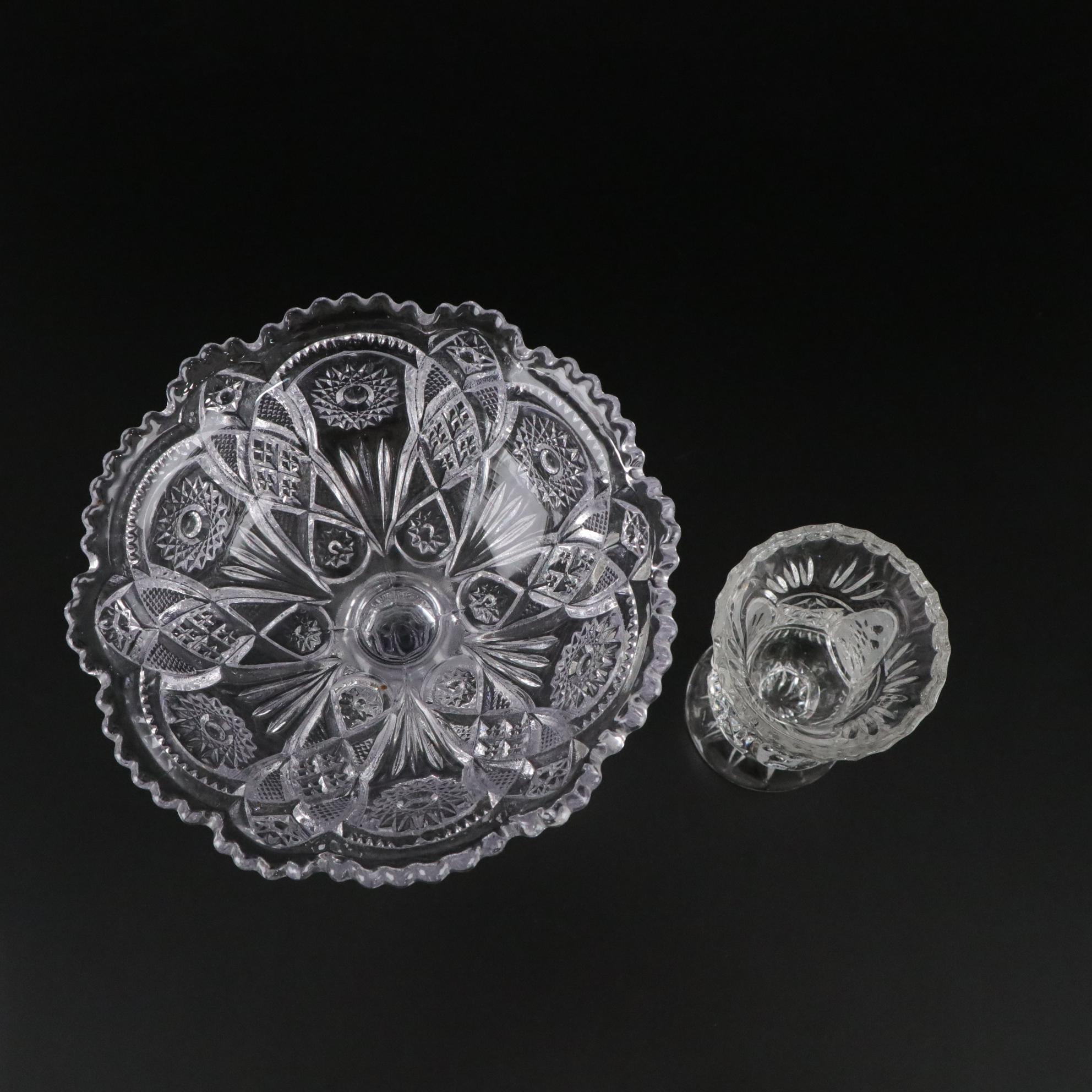 Pressed Glass and Crystal Vases, Candlesticks, and Bell