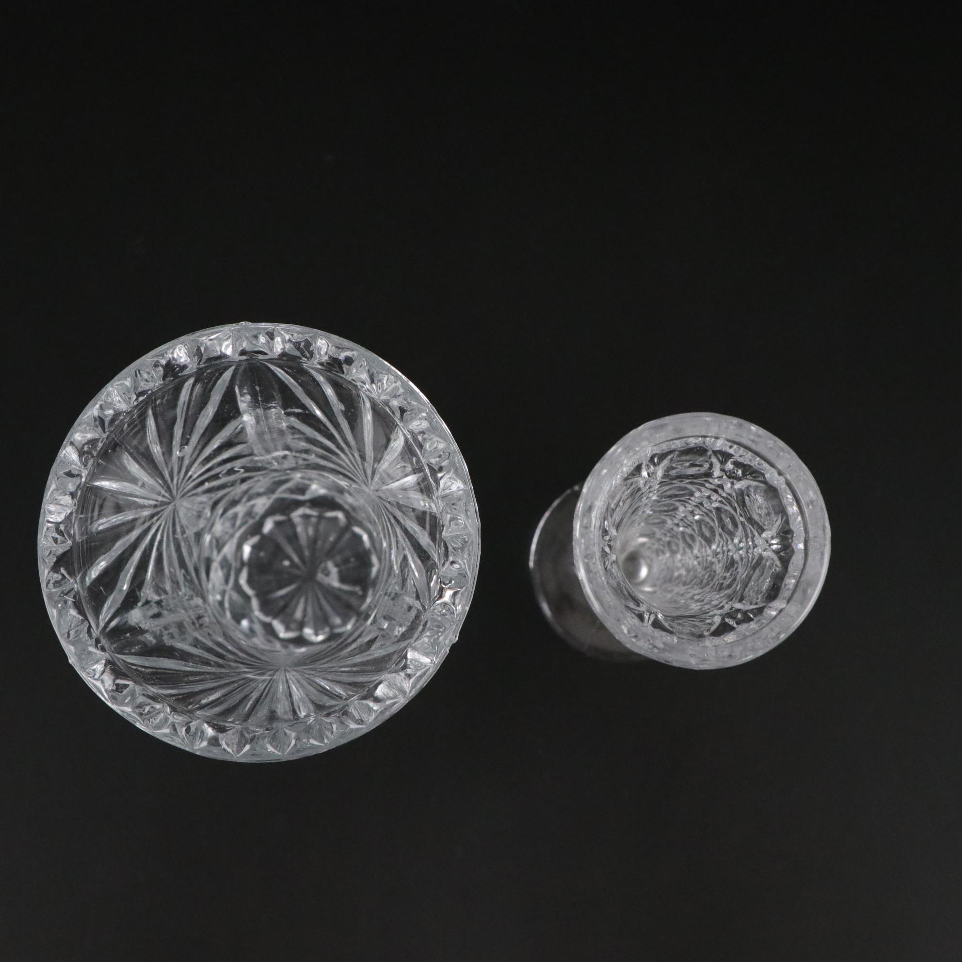 Pressed Glass and Crystal Vases, Candlesticks, and Bell