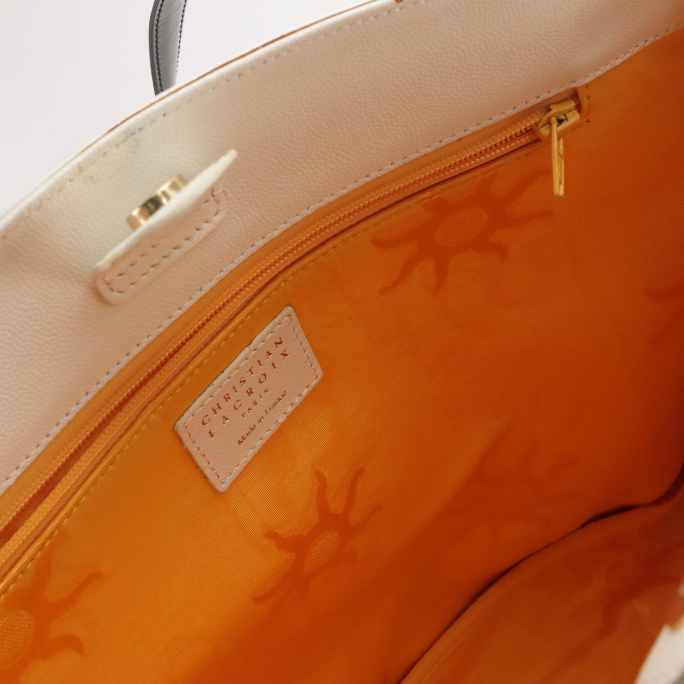 Christian Lacroix Cross My Heart Bag in Black Patent & Pearlescent White Leather