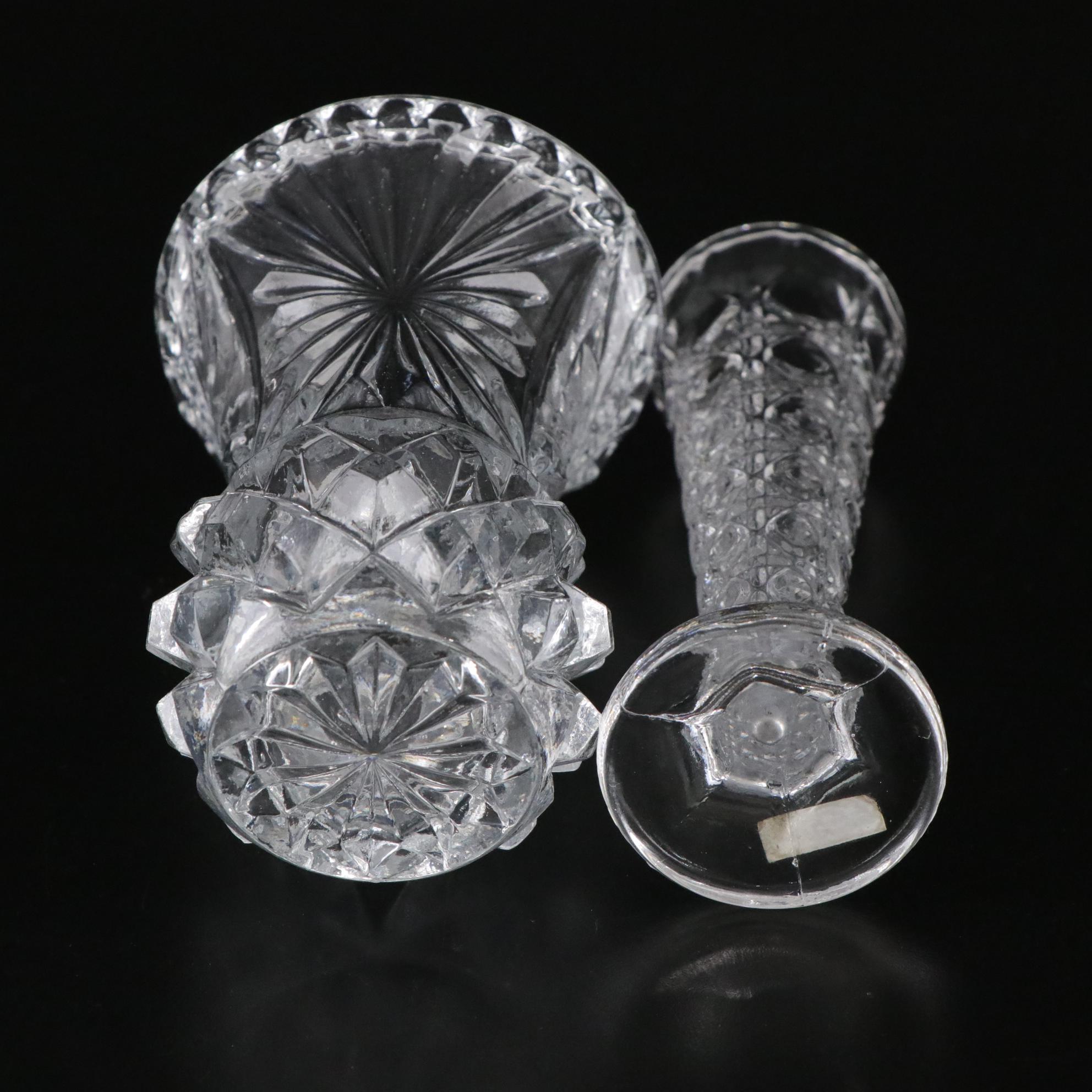 Pressed Glass and Crystal Vases, Candlesticks, and Bell