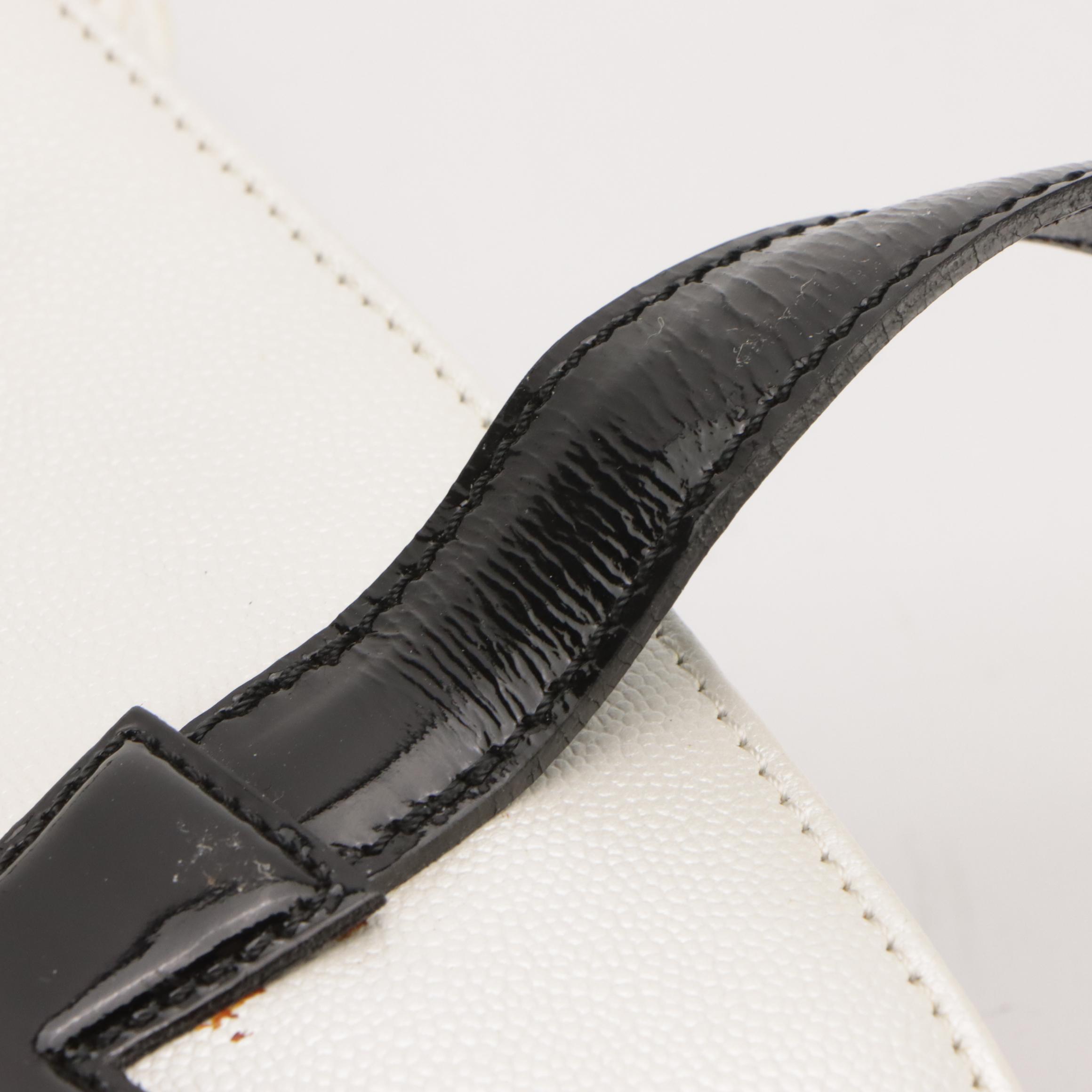 Christian Lacroix Cross My Heart Bag in Black Patent & Pearlescent White Leather