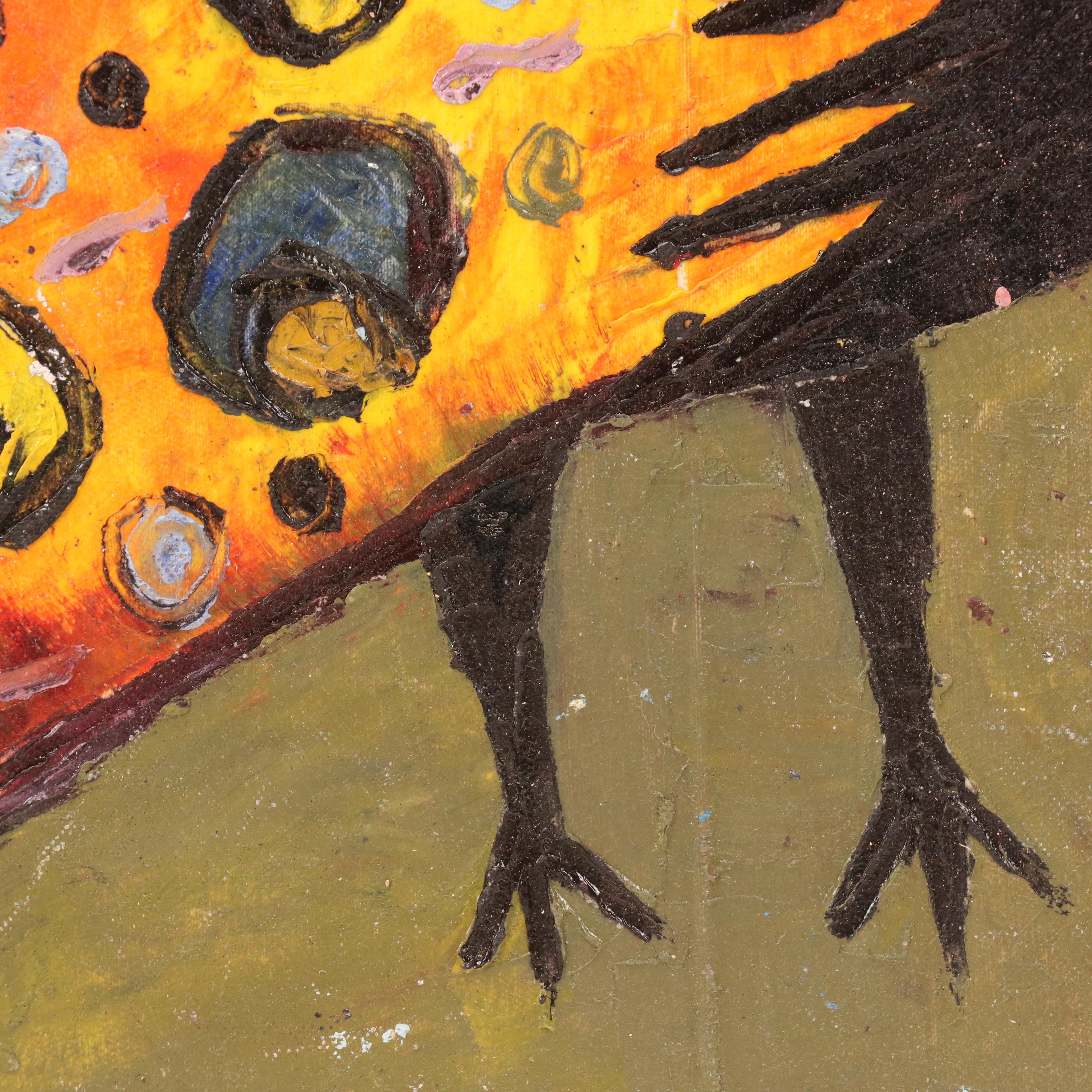 Bayo Ogundele Stylized Oil Painting of Peacock, 2024