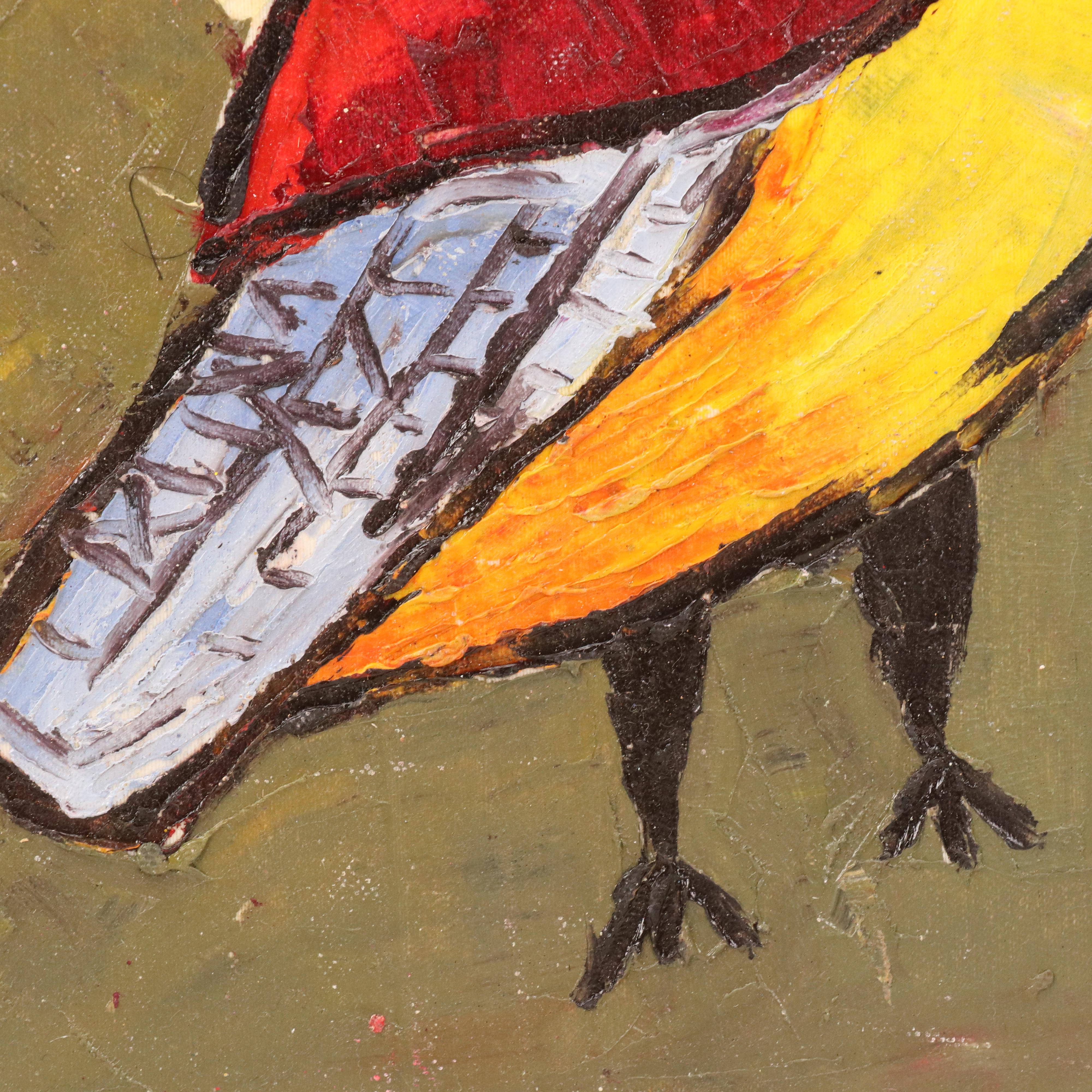 Bayo Ogundele Stylized Oil Painting of Peacock, 2024