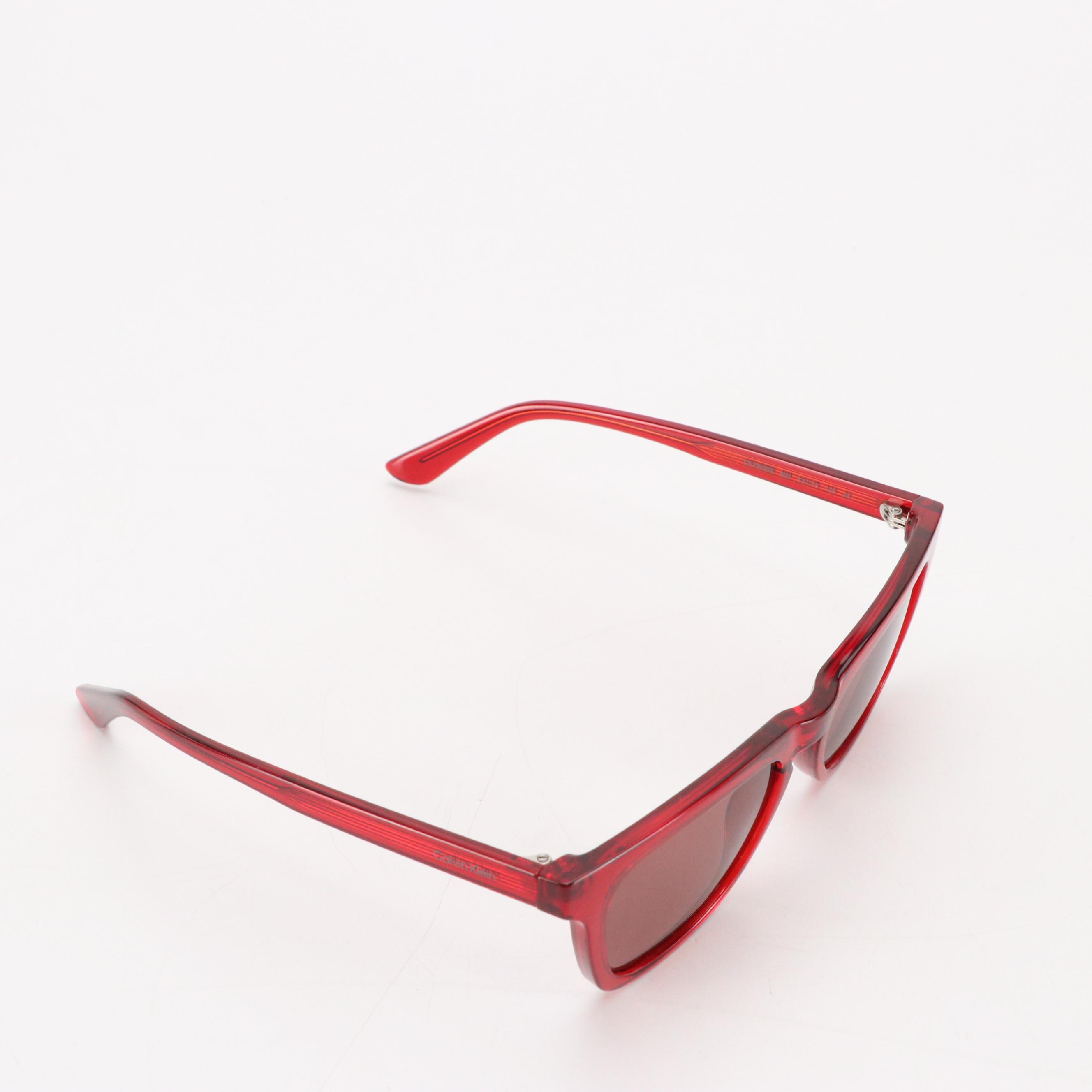 Calvin Klein CK23535S Red Square Framed Sunglasses with Case