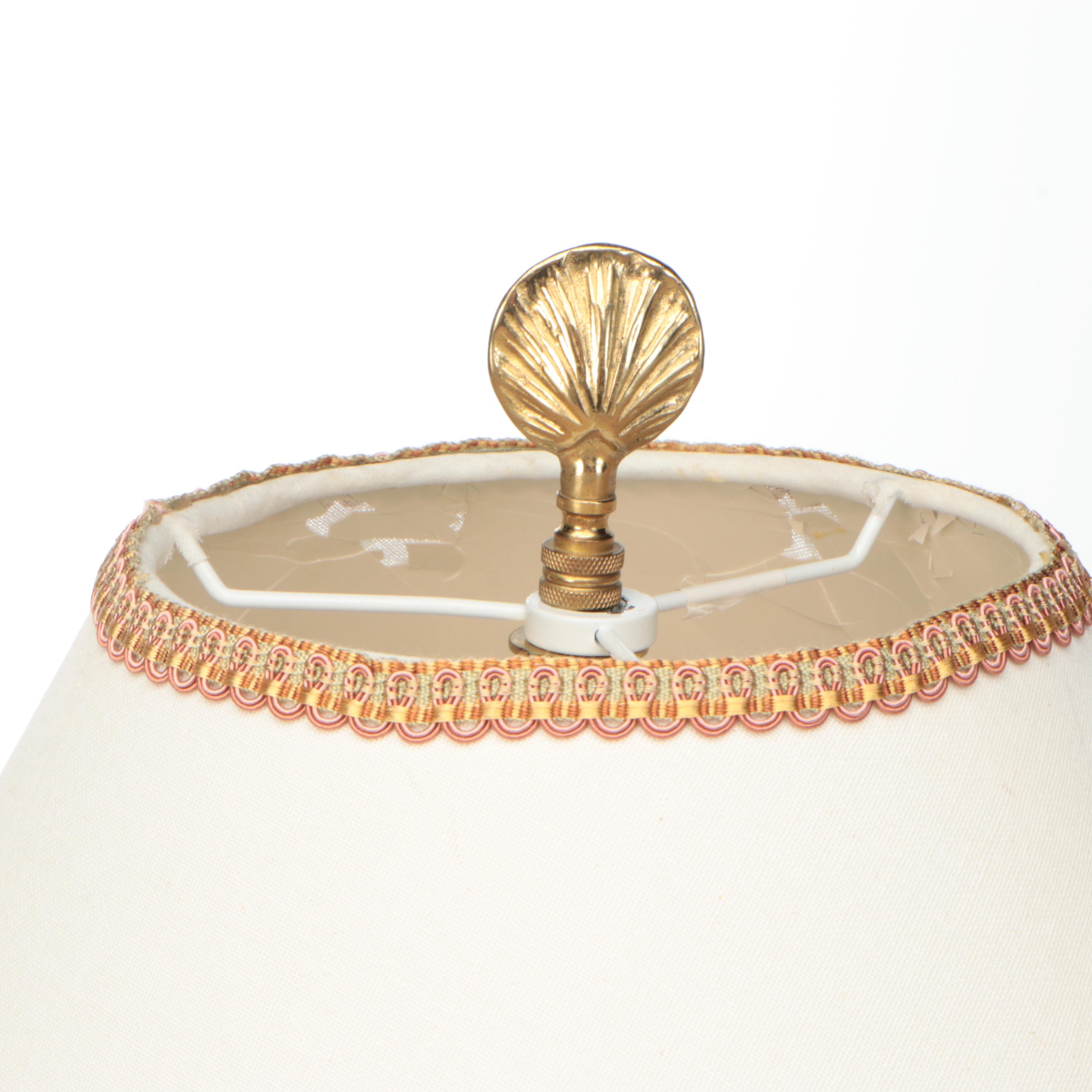 Wateau Style Luster Glaze Figural Ceramic Table Lamp, Mid/ Late 20th Century