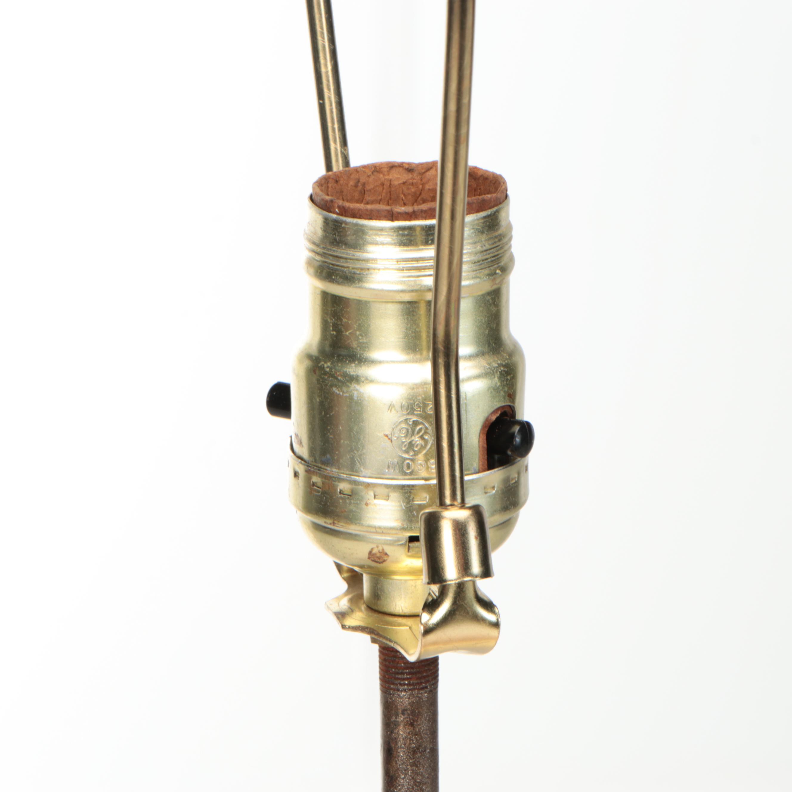 Wateau Style Luster Glaze Figural Ceramic Table Lamp, Mid/ Late 20th Century