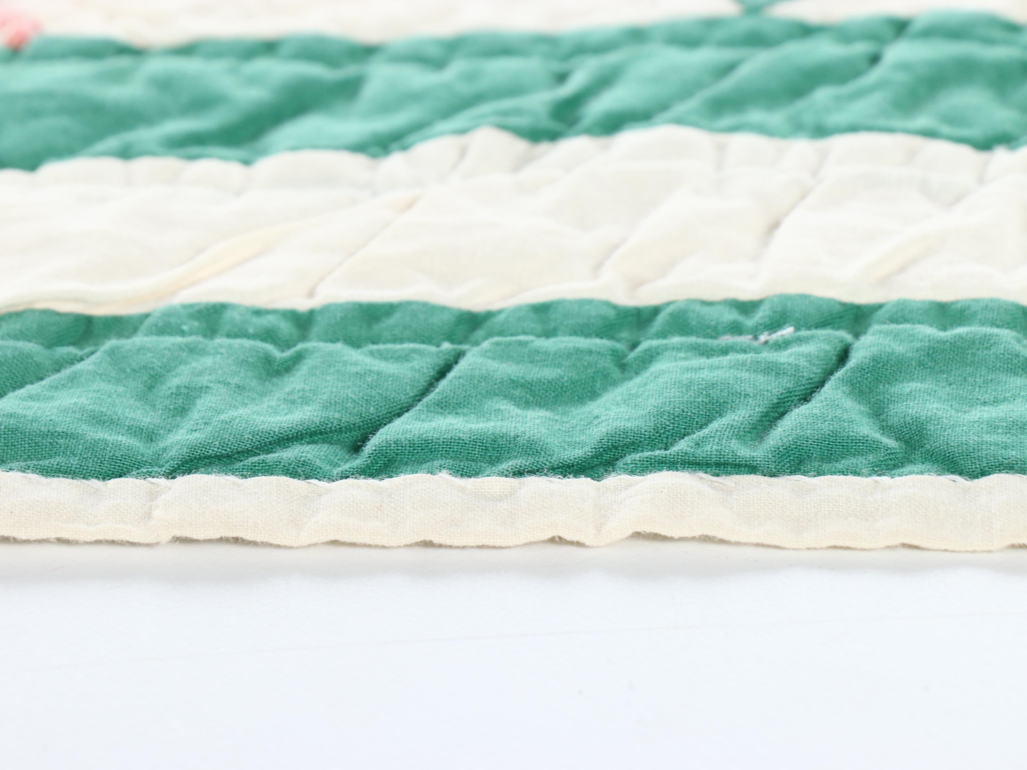 Handmade "Grandmother's Flower Garden" Pieced Quilt, 20th Century