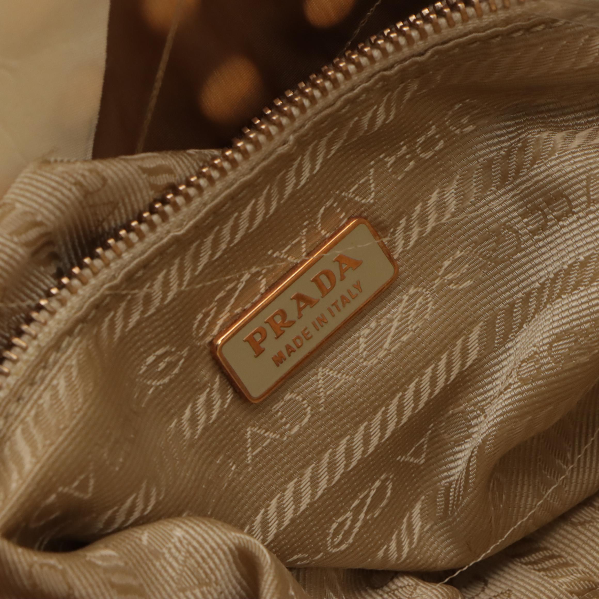 Prada Grommet Embellished Nappa Leather Zip-Top Handbag with Keys and Padlock