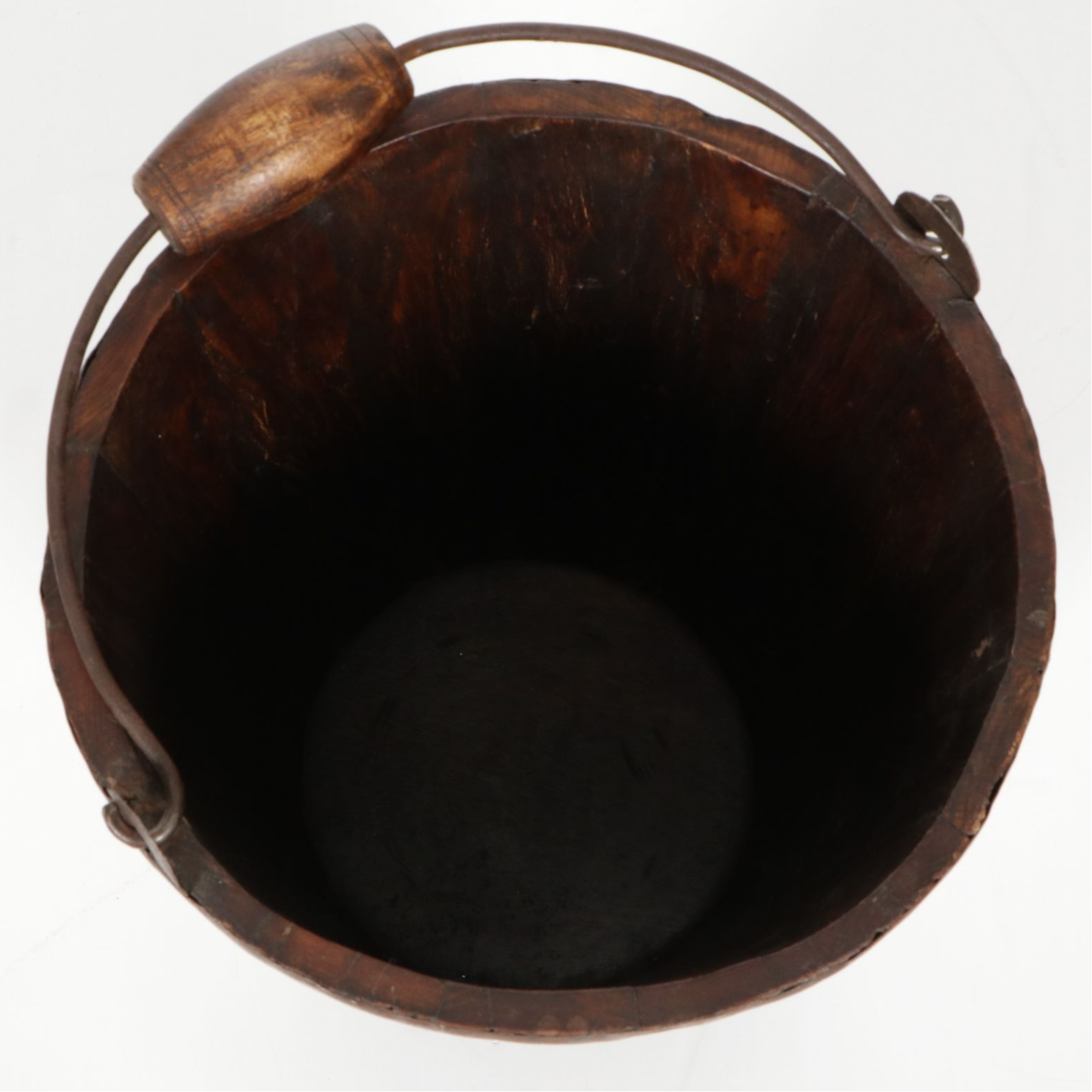 Rustic Harvest Bucket with Hand Hewn Staves and Metal Bands