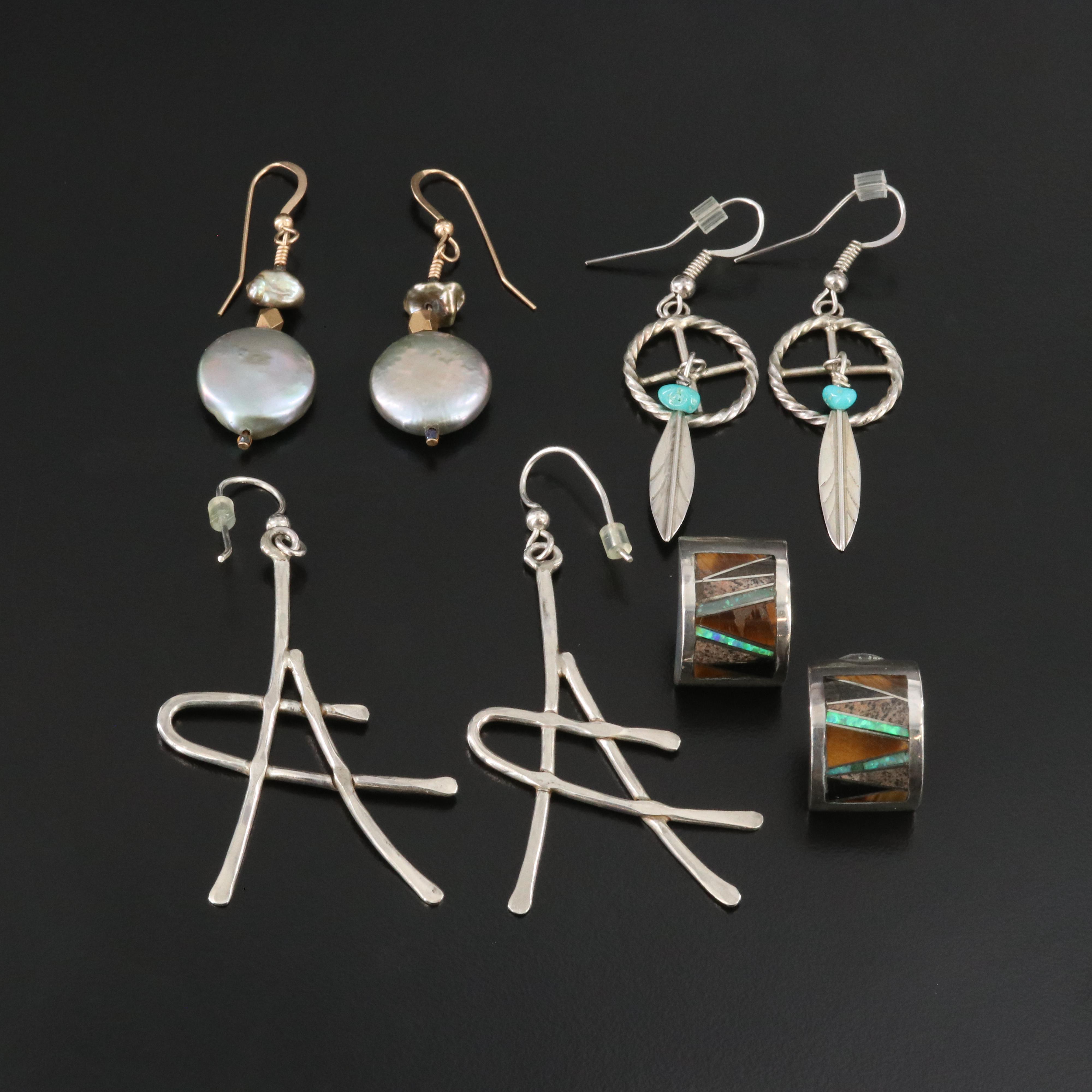 Earring Collection Featuring Sterling, Pearl, Opal and Turquoise
