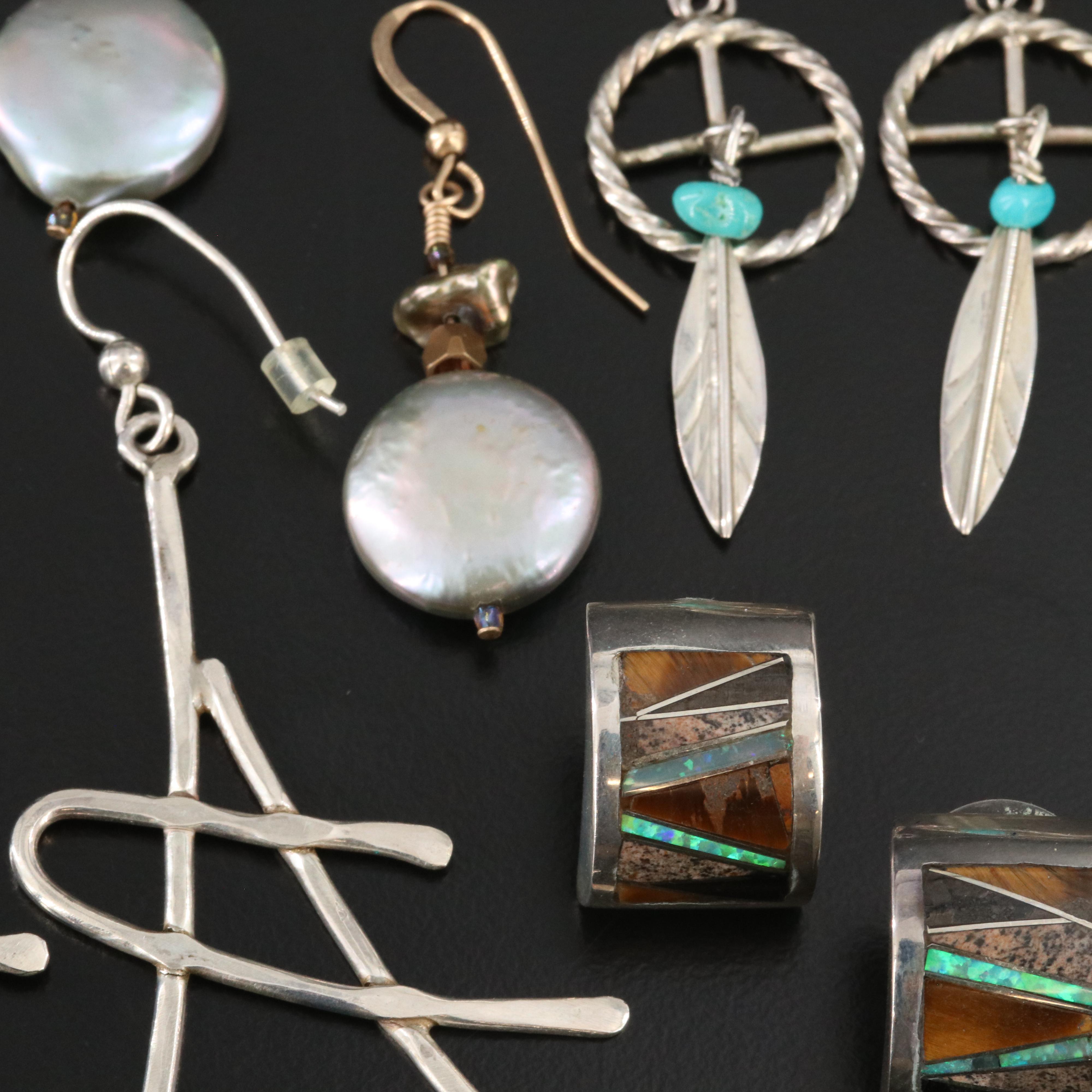 Earring Collection Featuring Sterling, Pearl, Opal and Turquoise