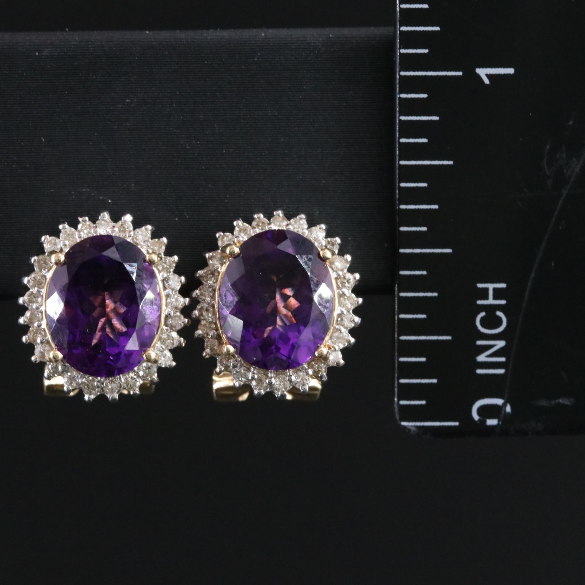 14K Amethyst and Diamond Earrings