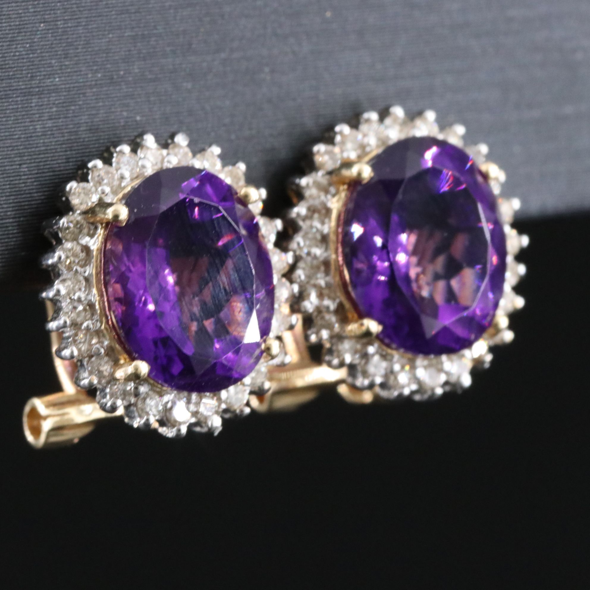 14K Amethyst and Diamond Earrings