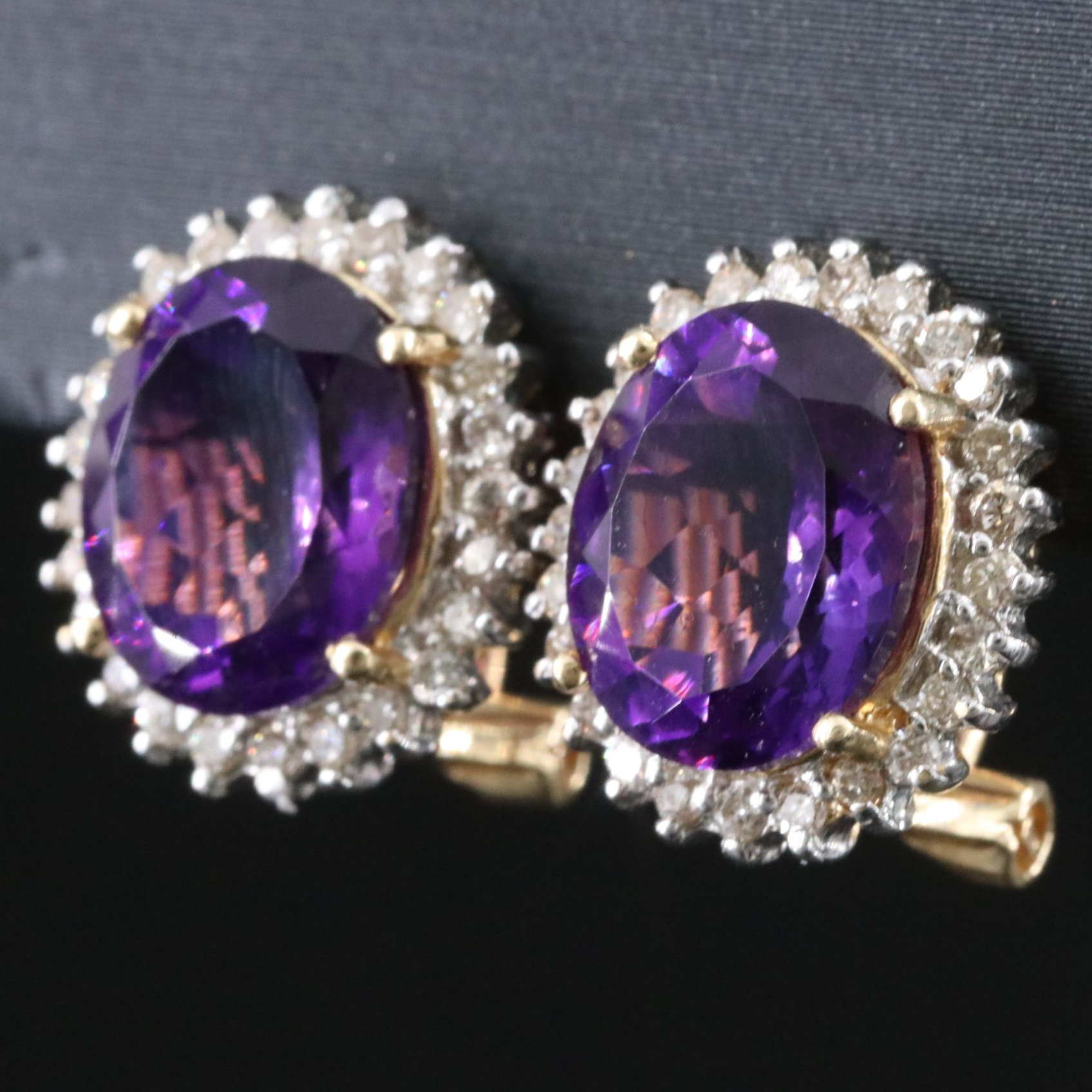 14K Amethyst and Diamond Earrings