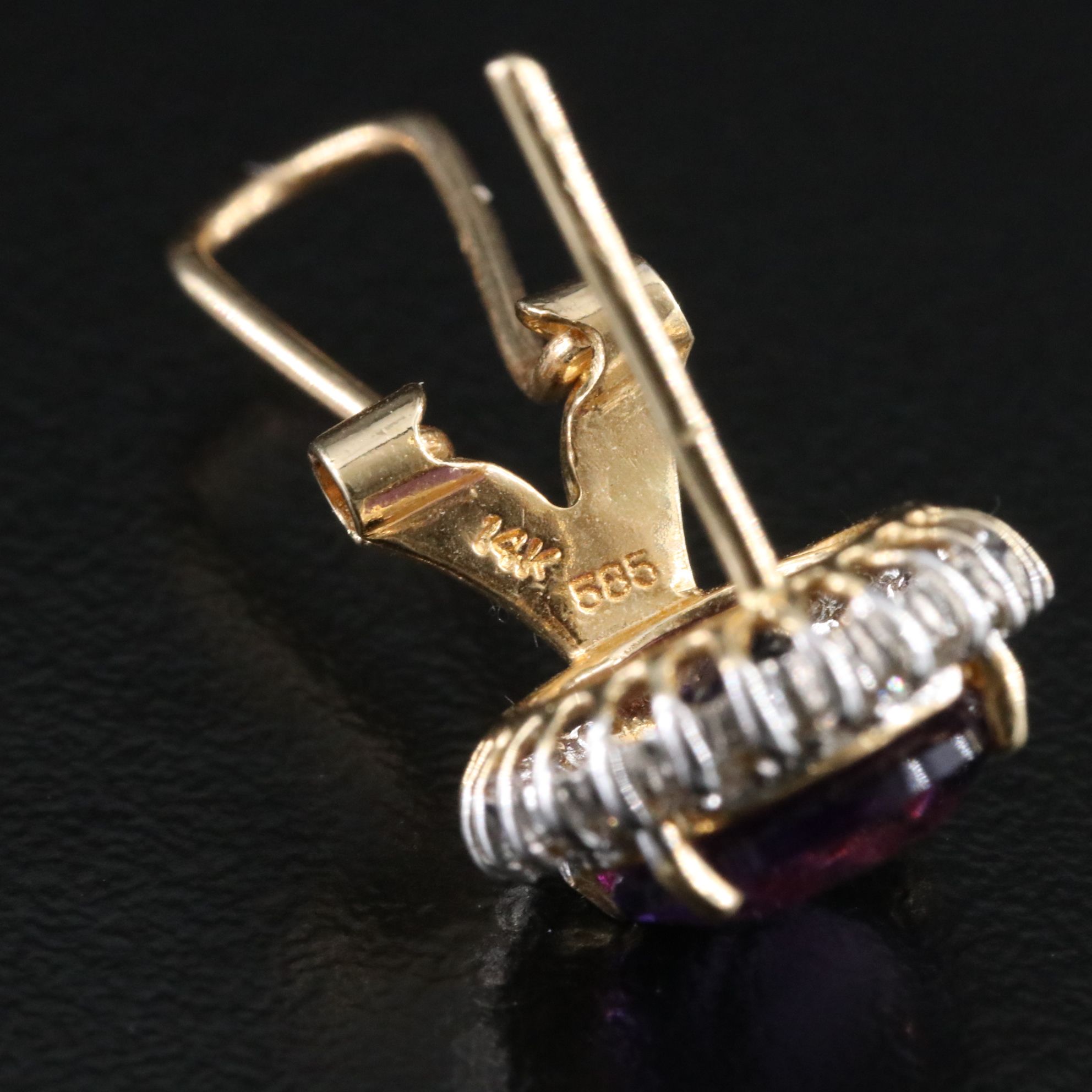 14K Amethyst and Diamond Earrings