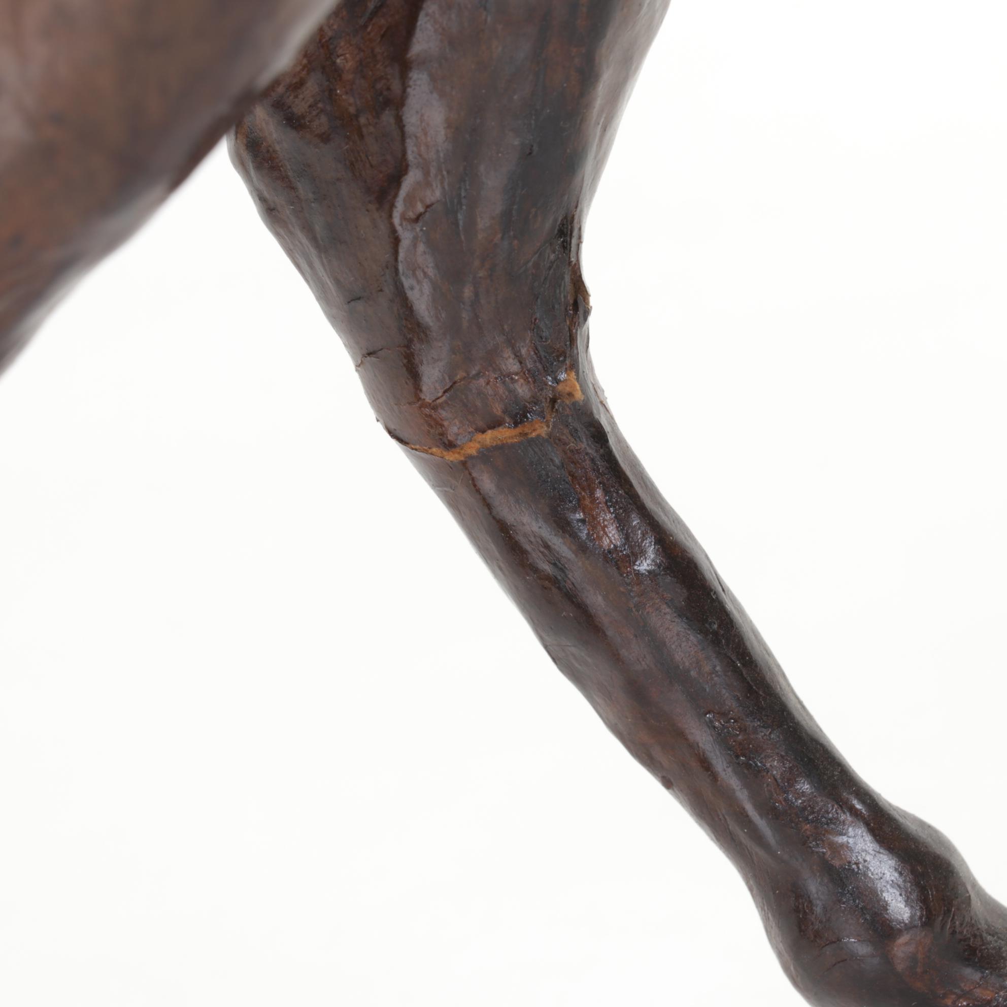 Molded Leather Saddled Horse Figurine