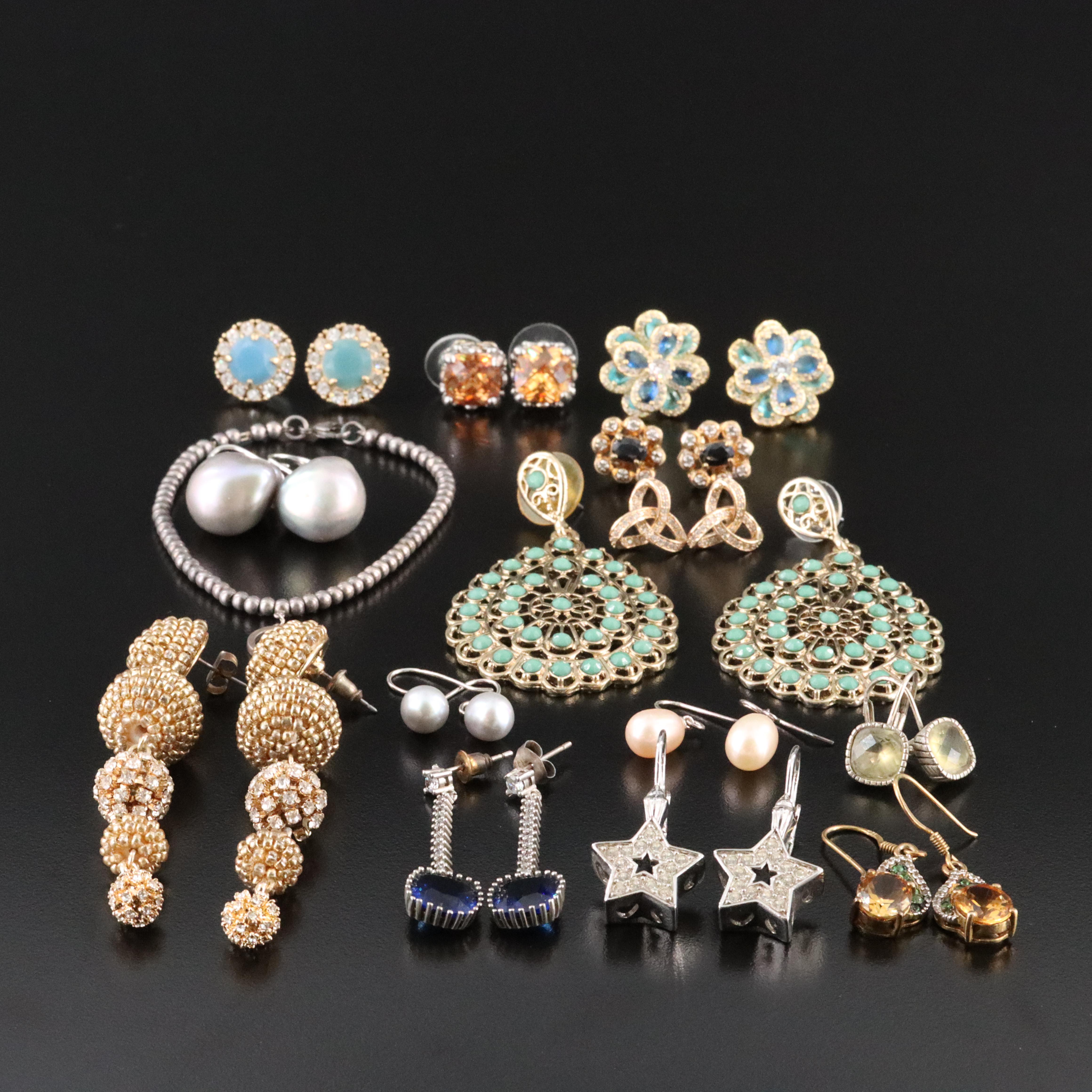 Sterling, Pearls and Bracelet Featured in Earring Collection