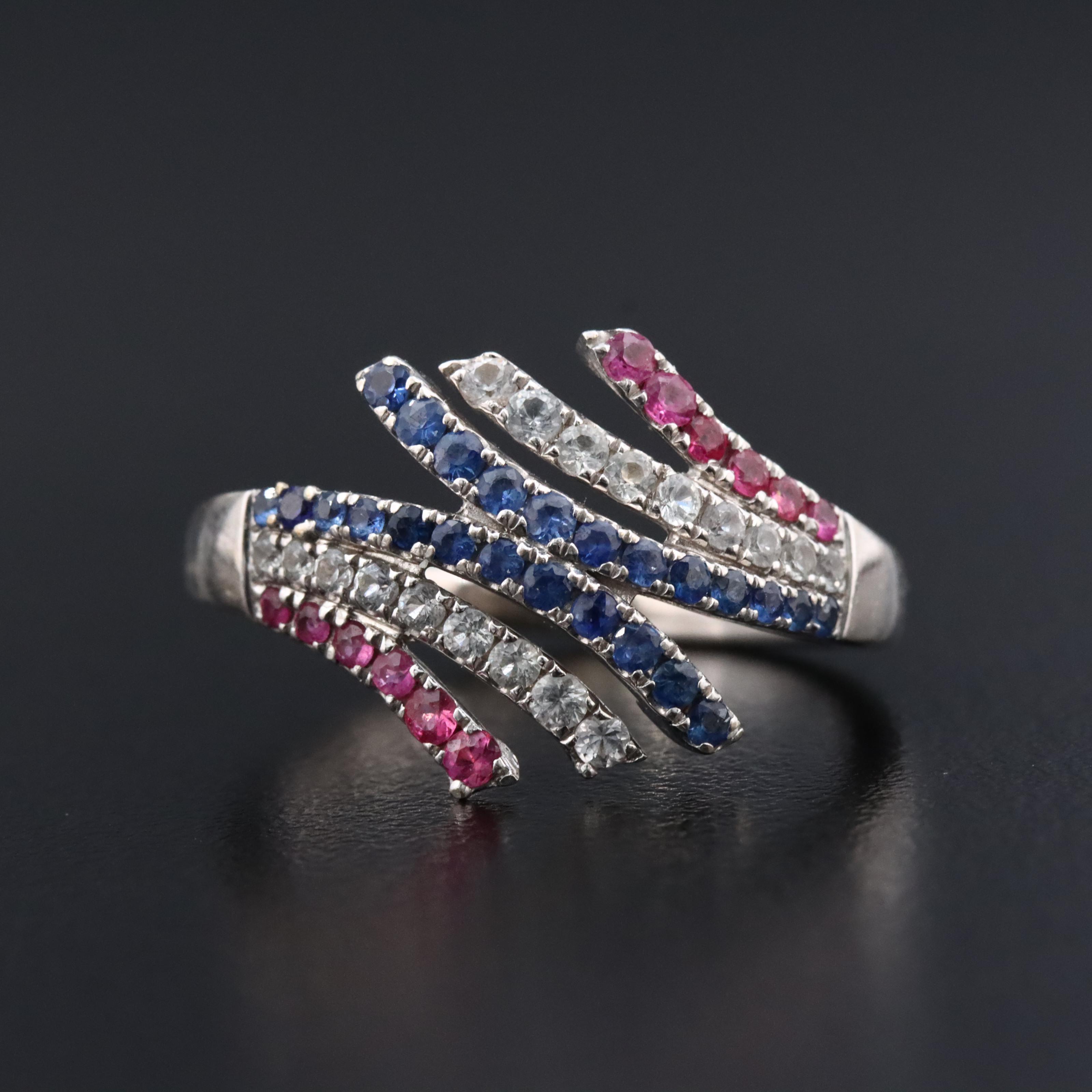 Le Vian 14K Ruby, Blue Sapphire, and White Sapphire Spray Ring
