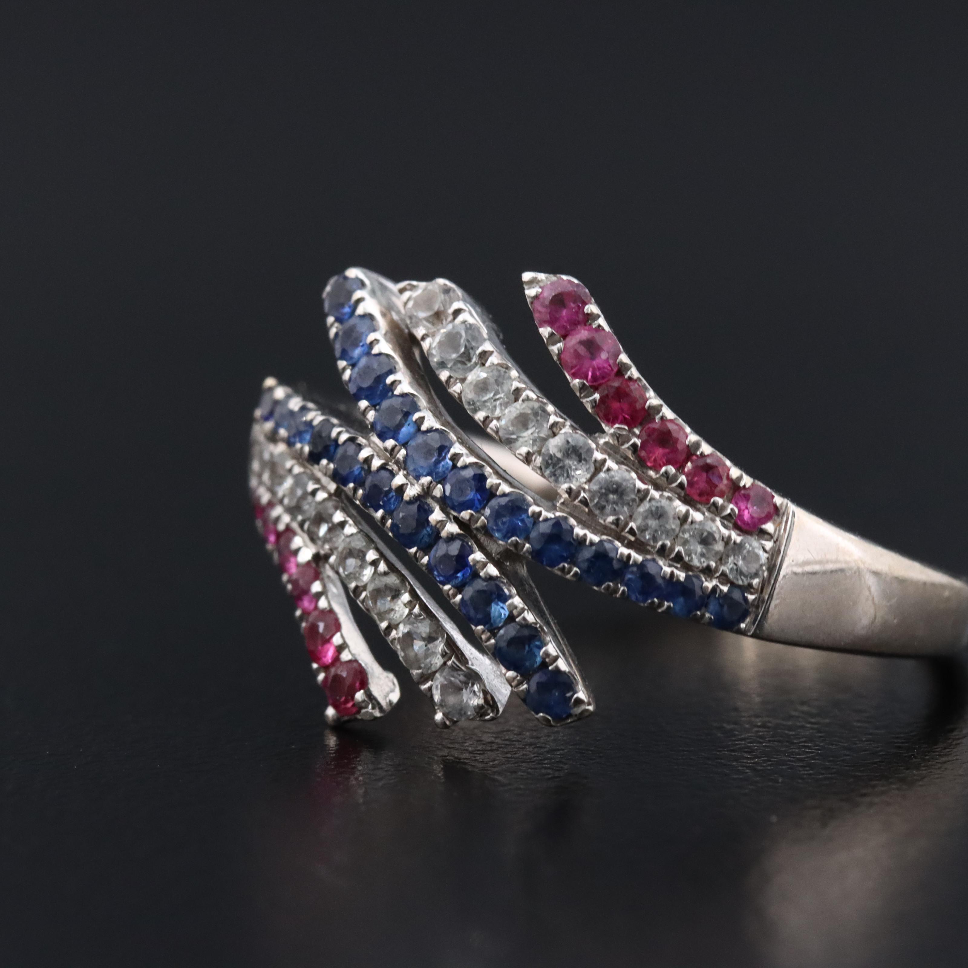 Le Vian 14K Ruby, Blue Sapphire, and White Sapphire Spray Ring