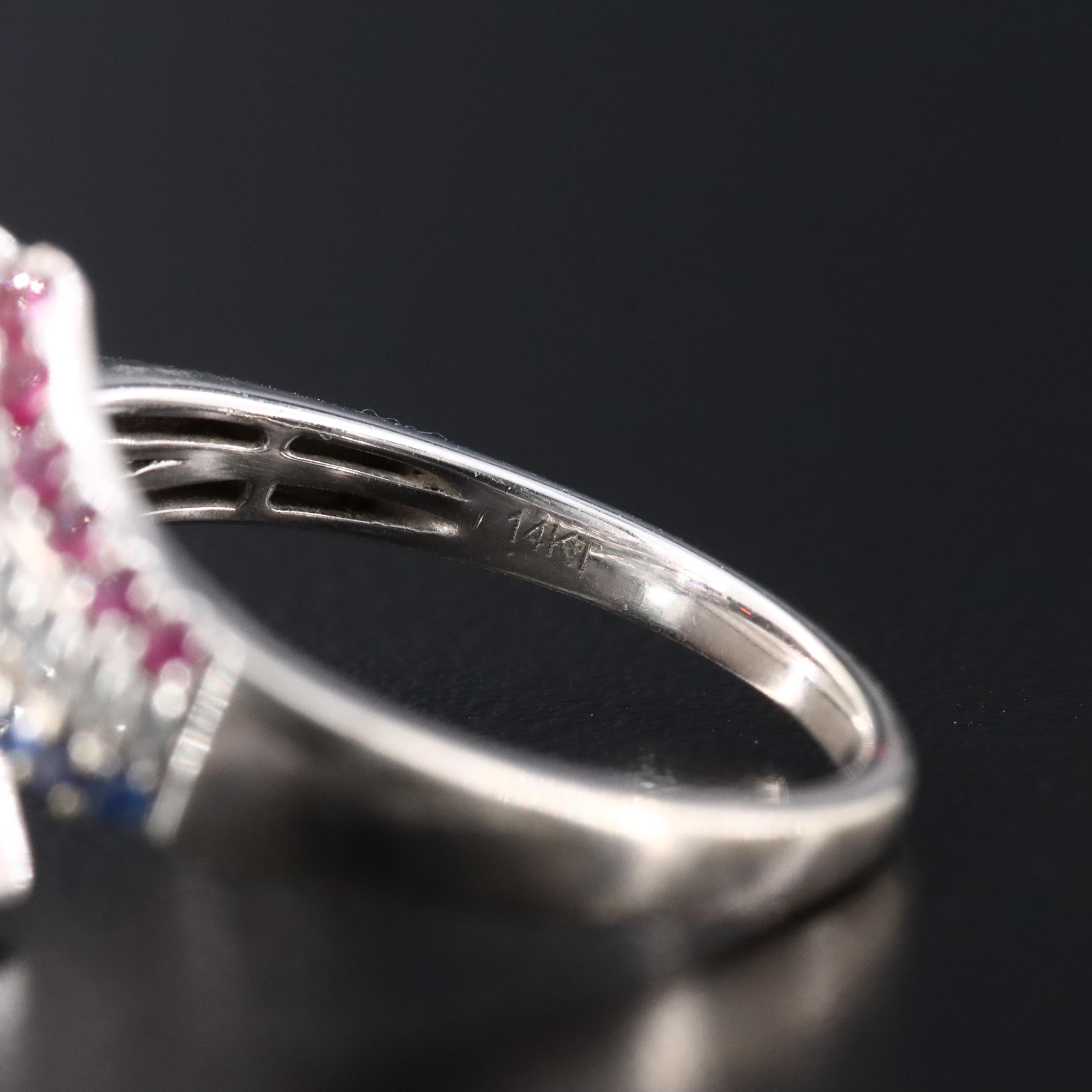 Le Vian 14K Ruby, Blue Sapphire, and White Sapphire Spray Ring