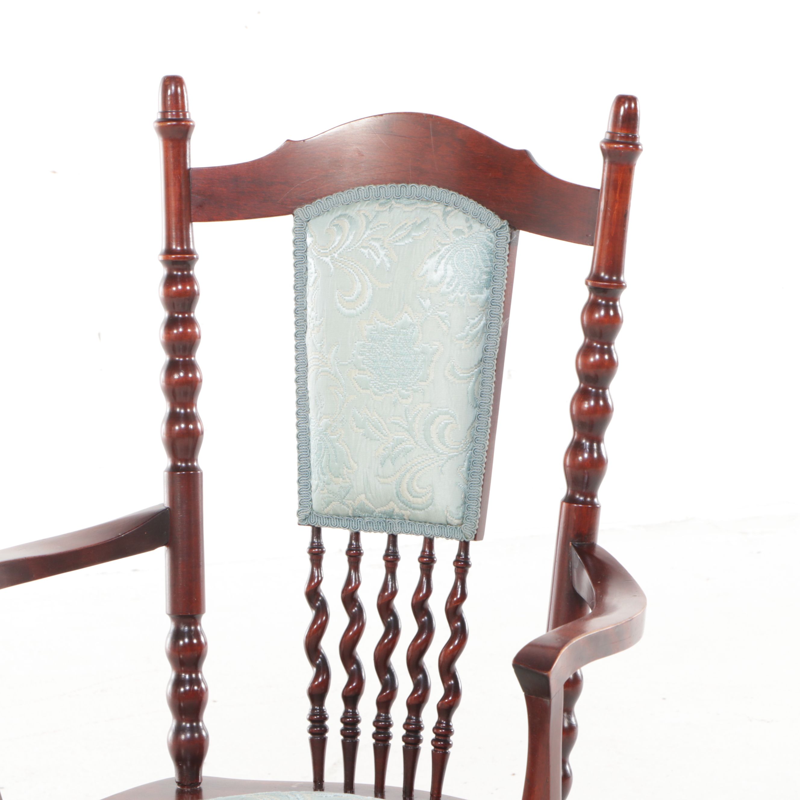 Mahogany Armchair with Spiral-Turned Spindles, 20th Century