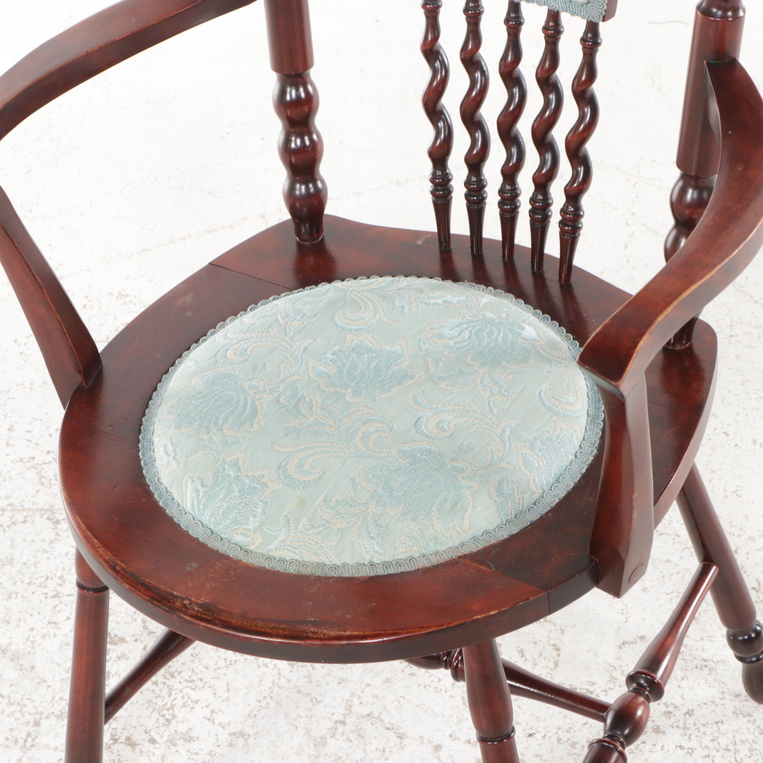 Mahogany Armchair with Spiral-Turned Spindles, 20th Century