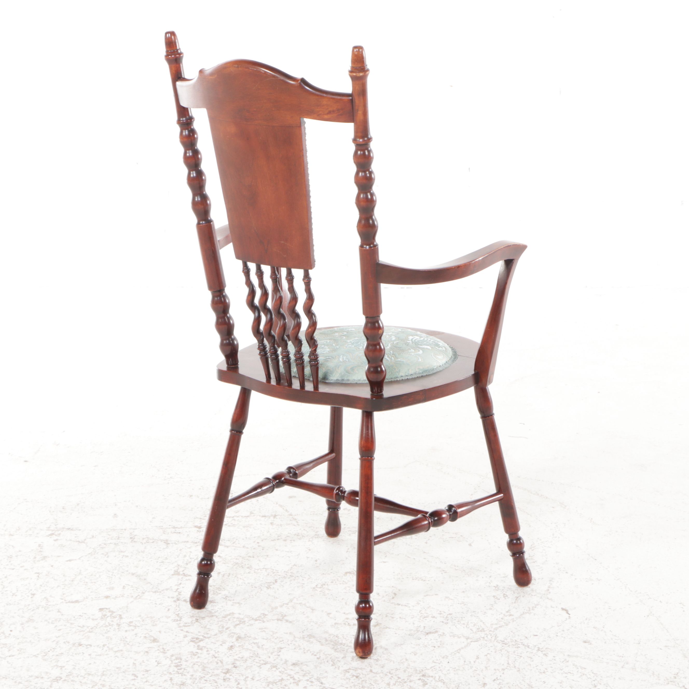 Mahogany Armchair with Spiral-Turned Spindles, 20th Century