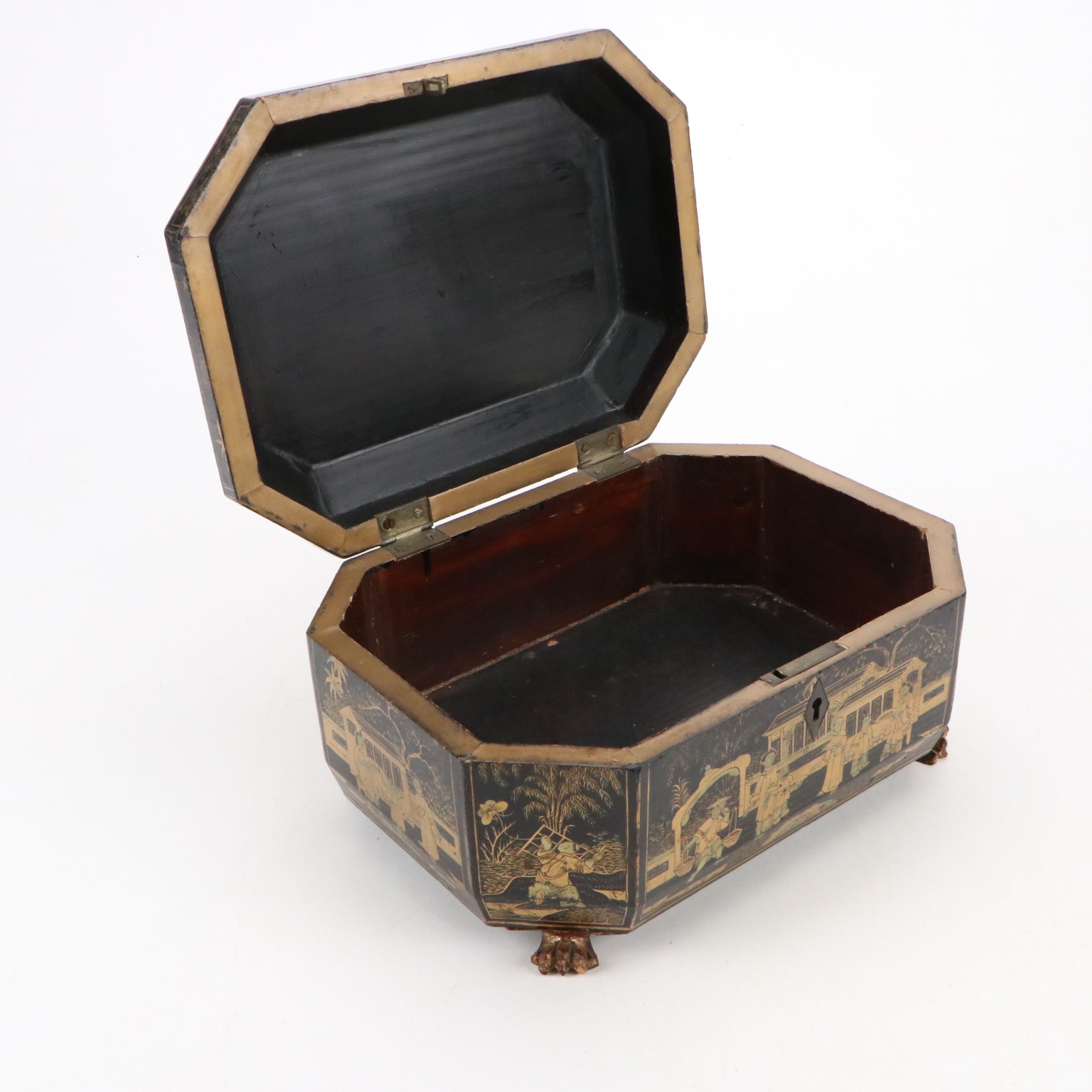 Chinese Black and Gold Finish Wood Decorative Box