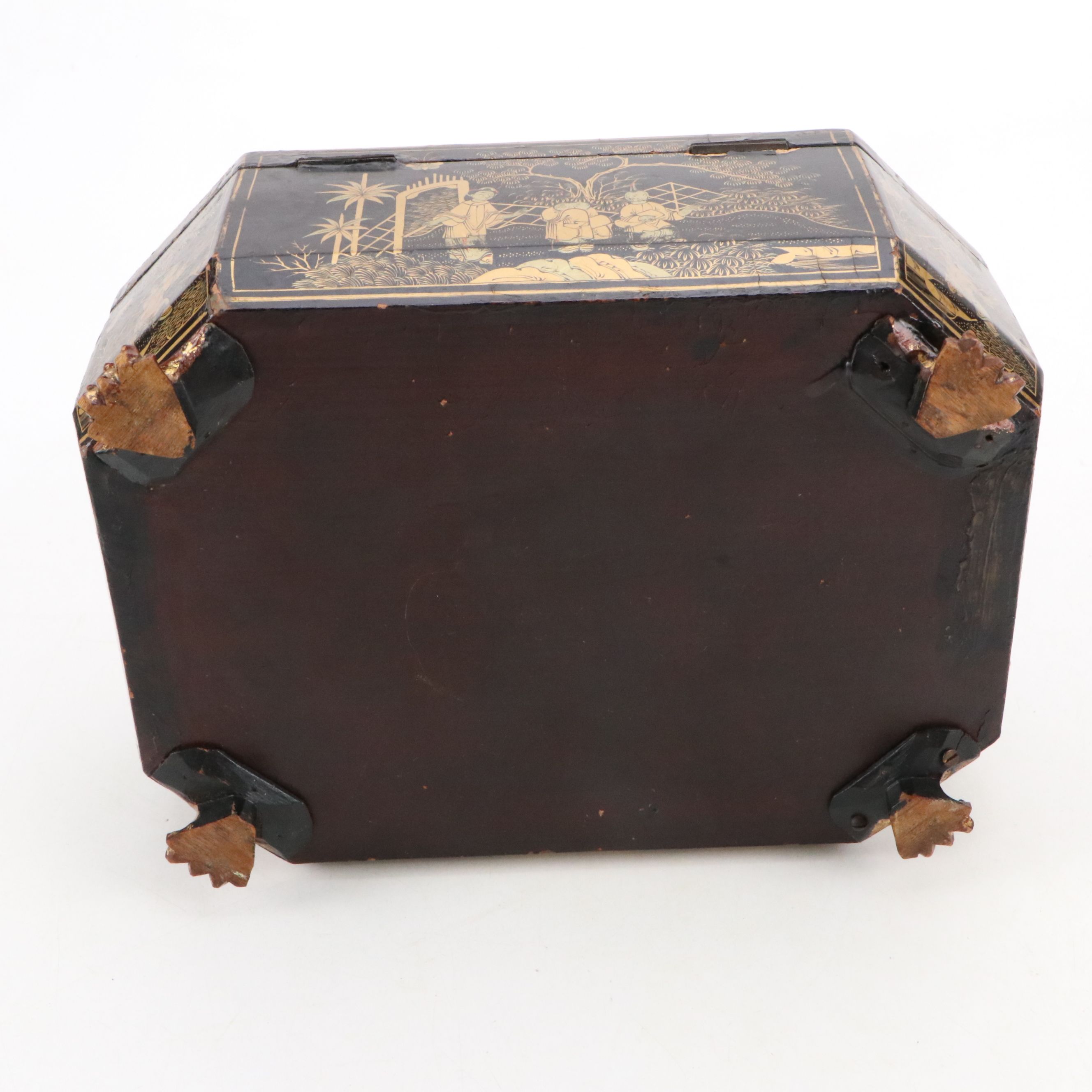 Chinese Black and Gold Finish Wood Decorative Box