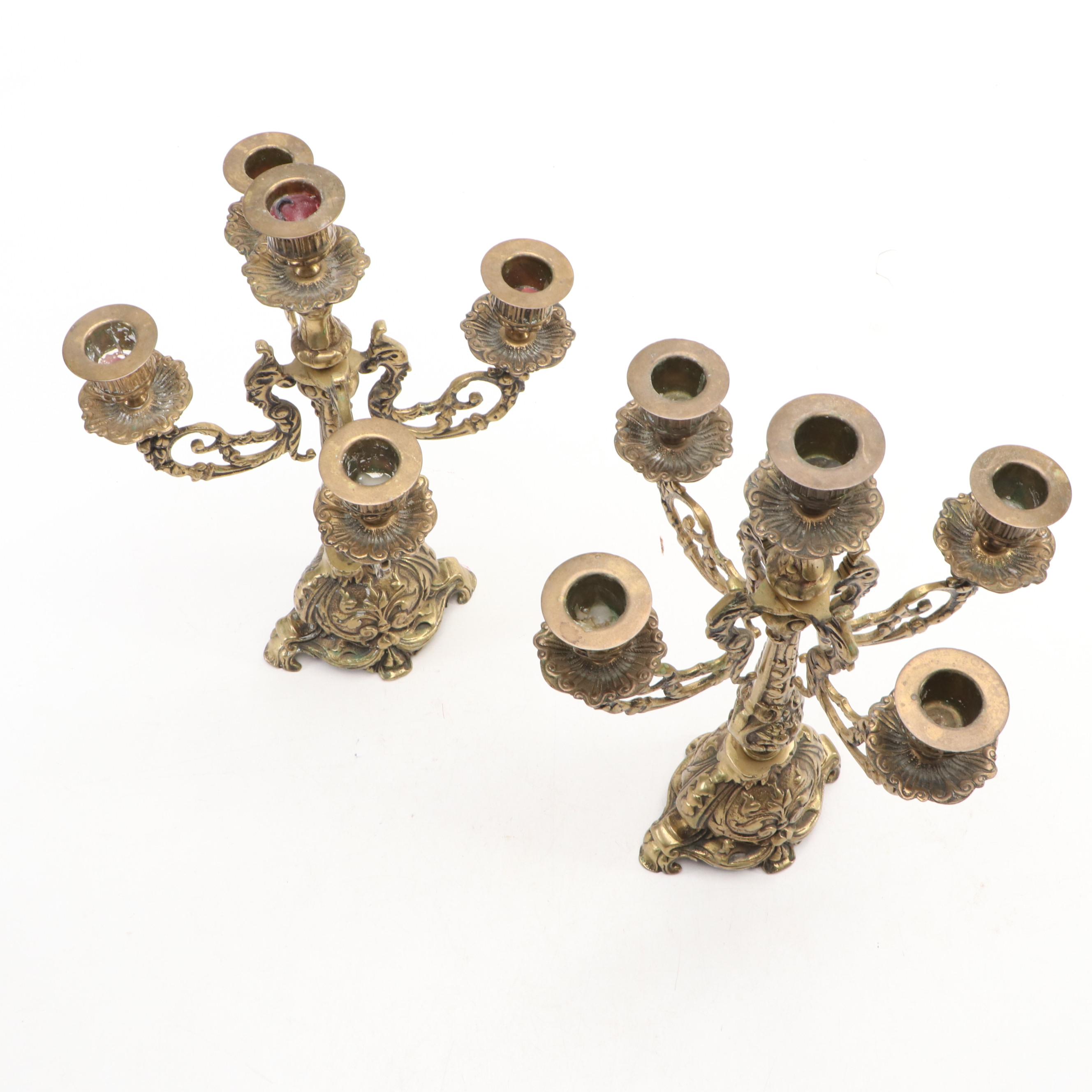 Pair of Victorian Style Brass Candelabras