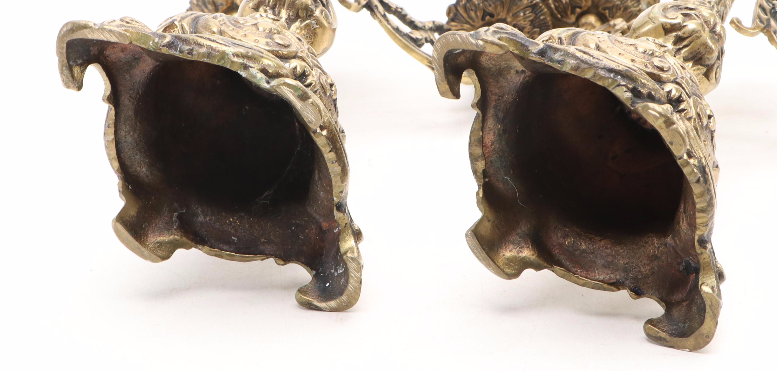 Pair of Victorian Style Brass Candelabras