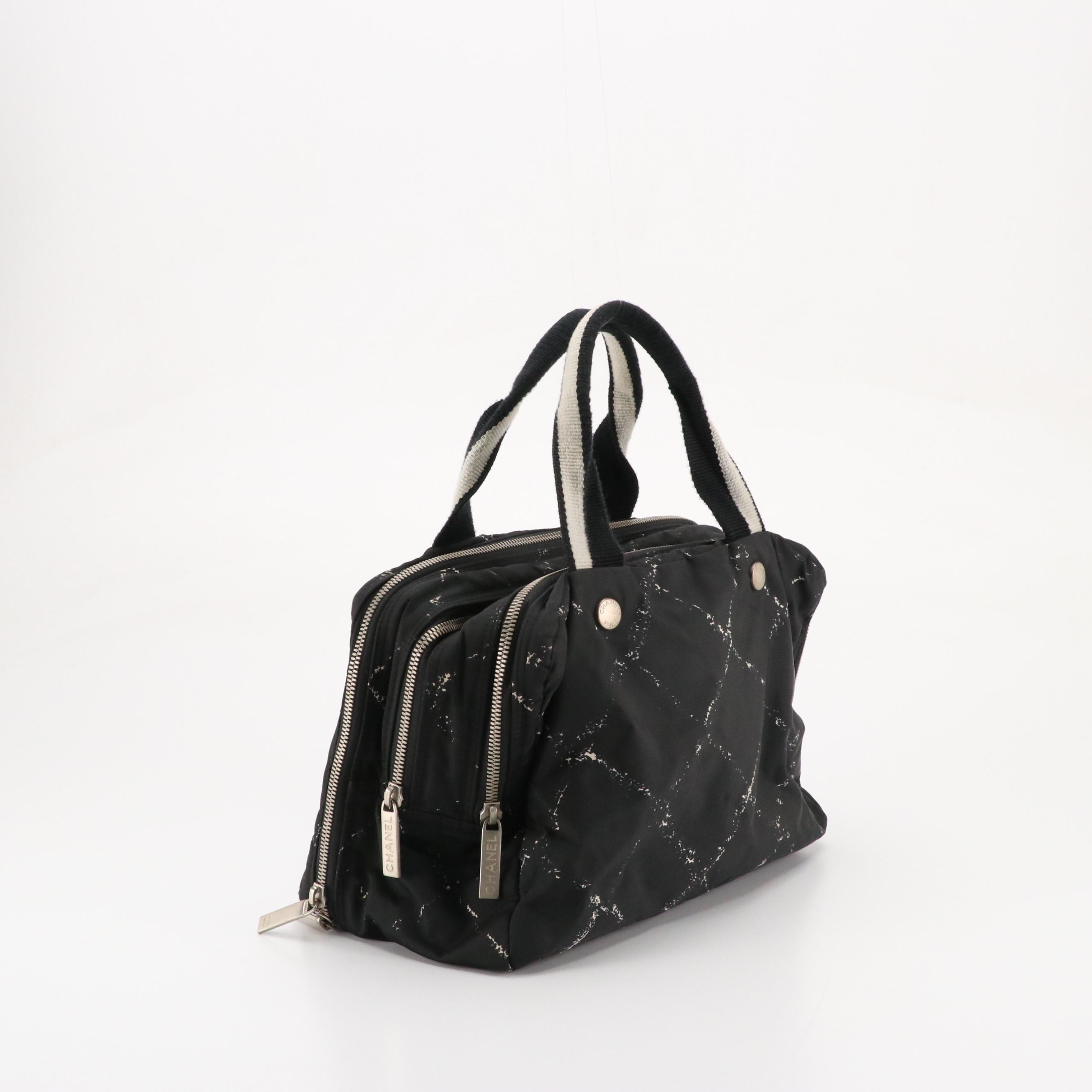 Chanel Travel Ligne Toiletry Tote Bag in Black/White