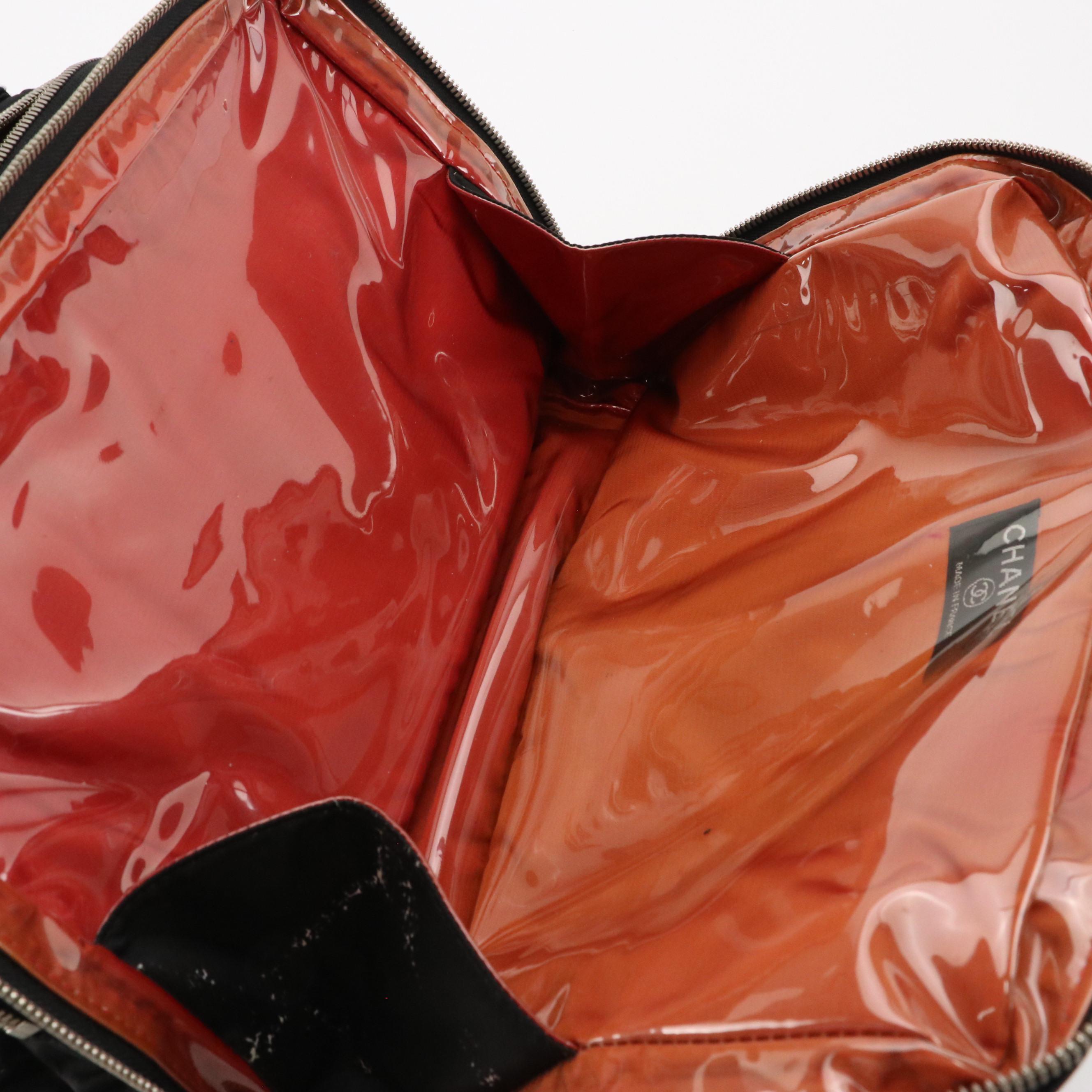 Chanel Travel Ligne Toiletry Tote Bag in Black/White