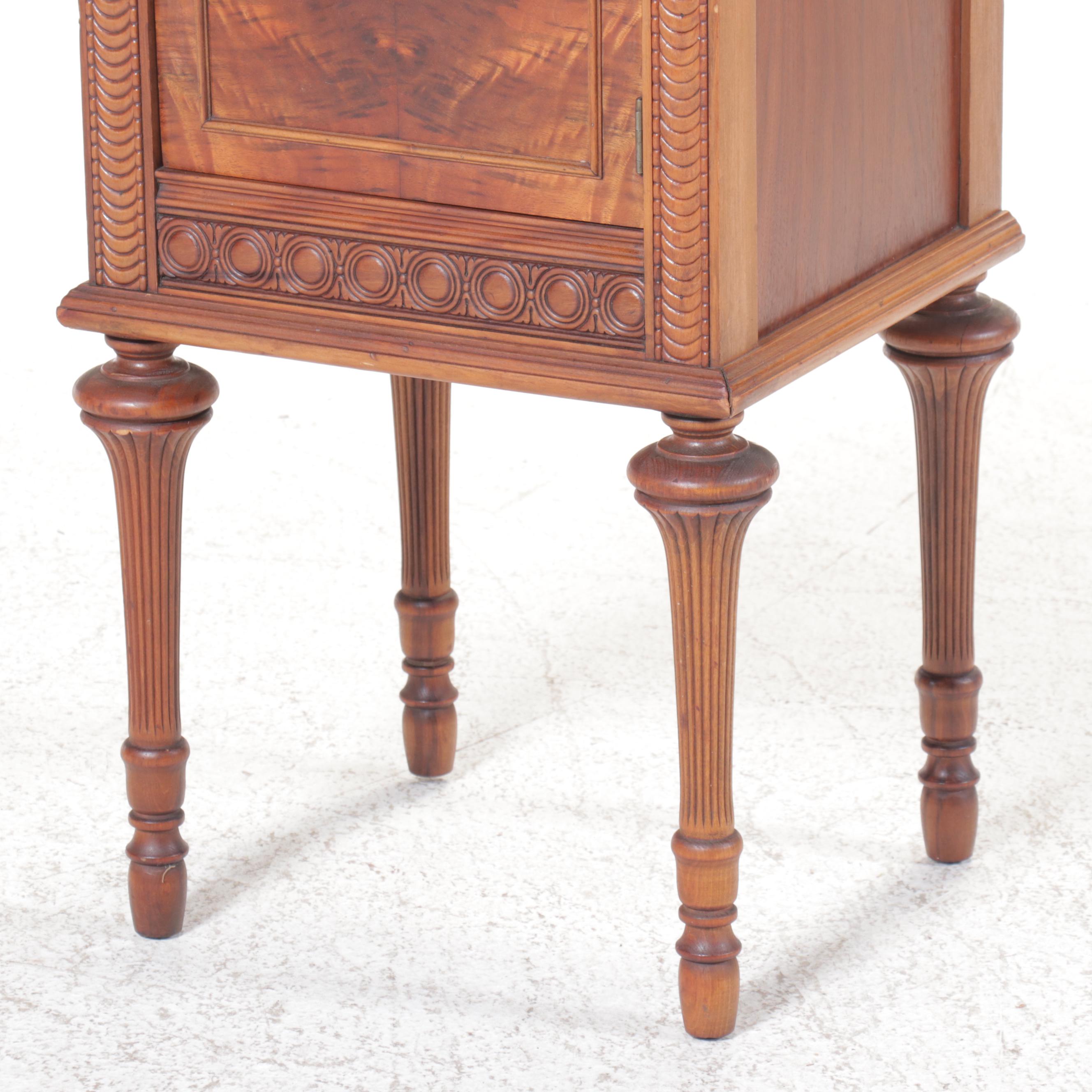 Louis XVI Style Burl Wood and Walnut Bedside Cabinet, Early to Mid-20th Century