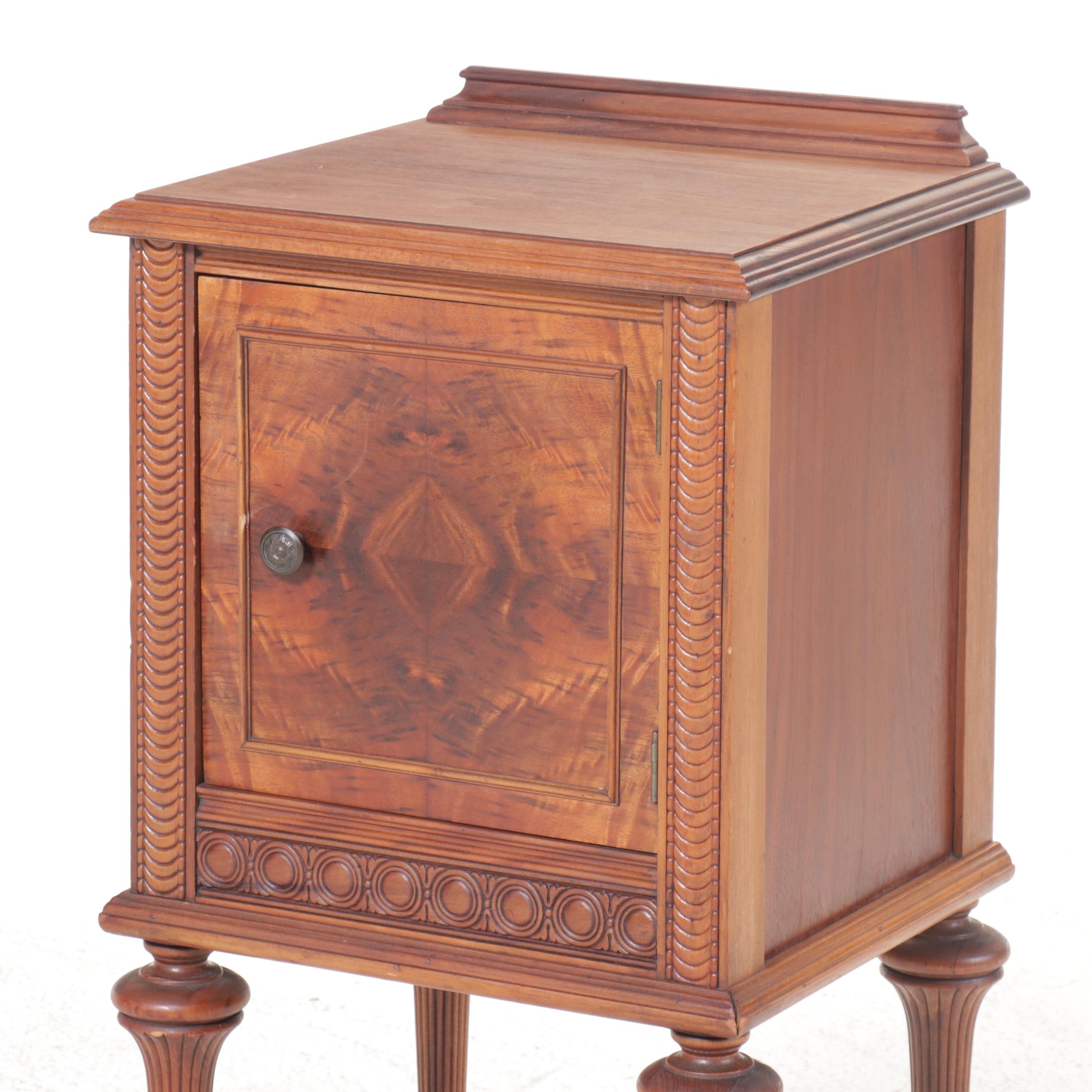 Louis XVI Style Burl Wood and Walnut Bedside Cabinet, Early to Mid-20th Century
