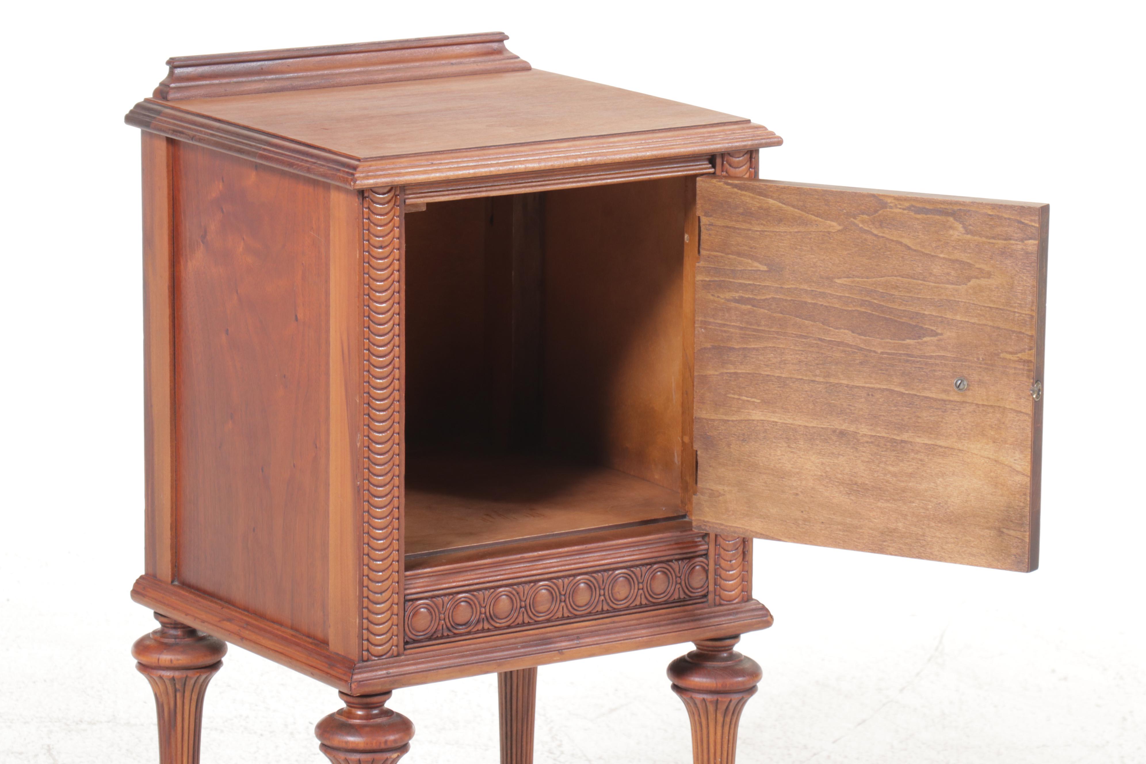 Louis XVI Style Burl Wood and Walnut Bedside Cabinet, Early to Mid-20th Century