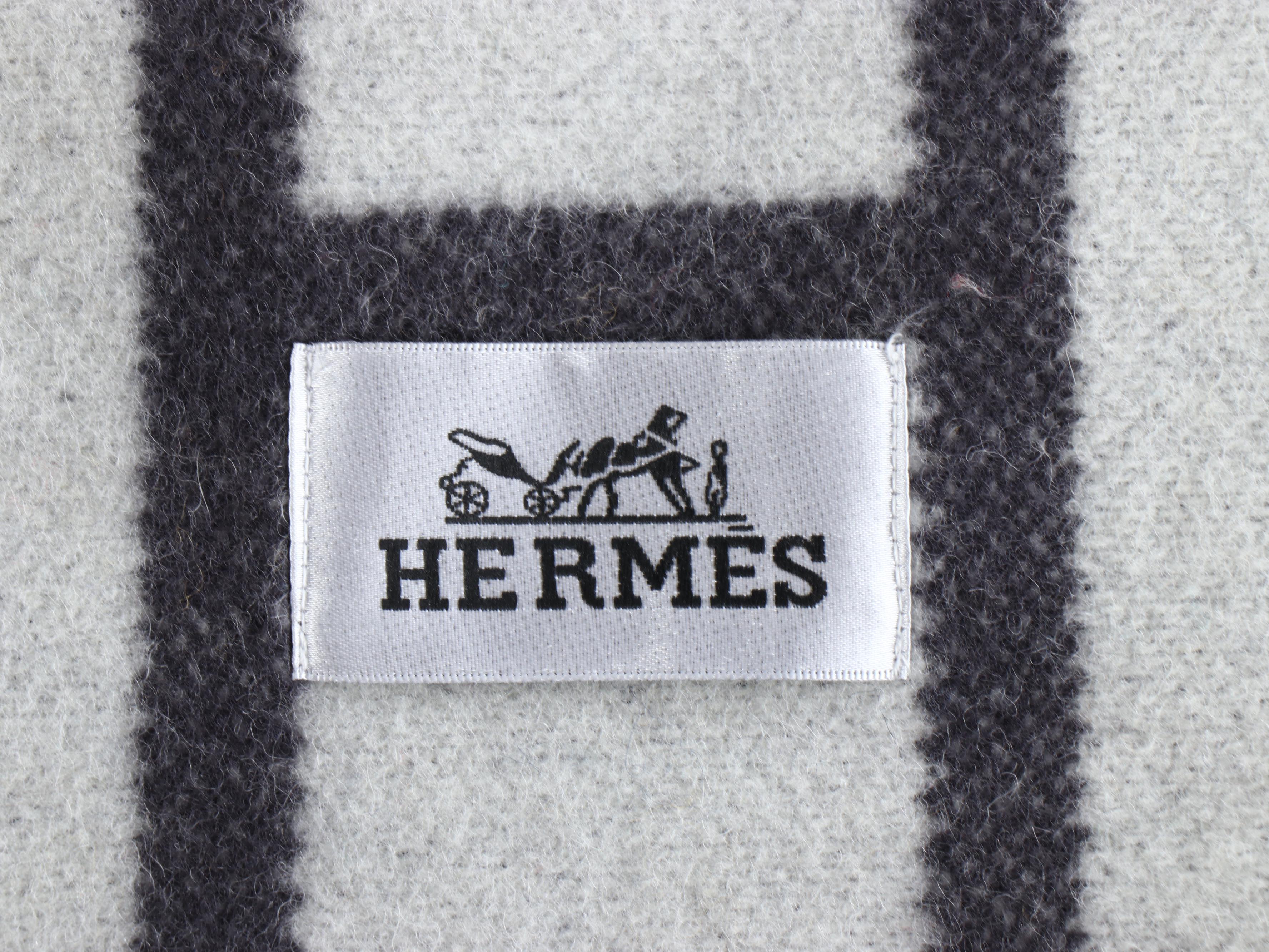 Hermès Merino Wool/Cashmere Blend Avalon H Club Throw Blanket