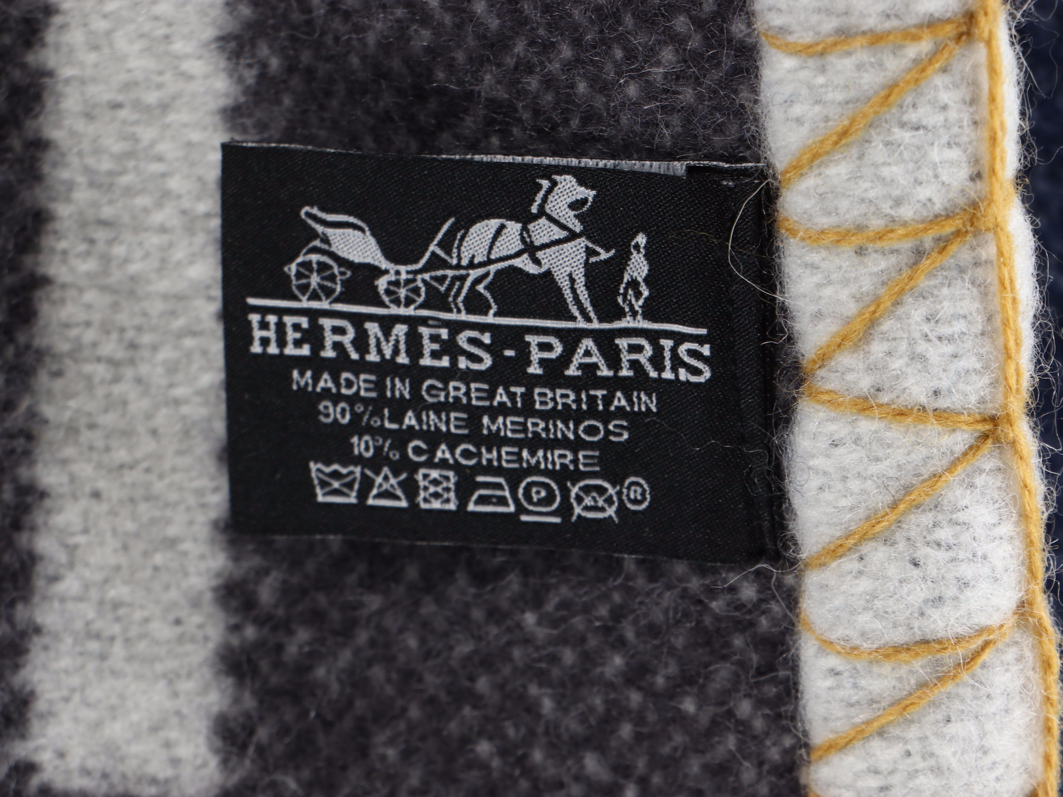 Hermès Merino Wool/Cashmere Blend Avalon H Club Throw Blanket