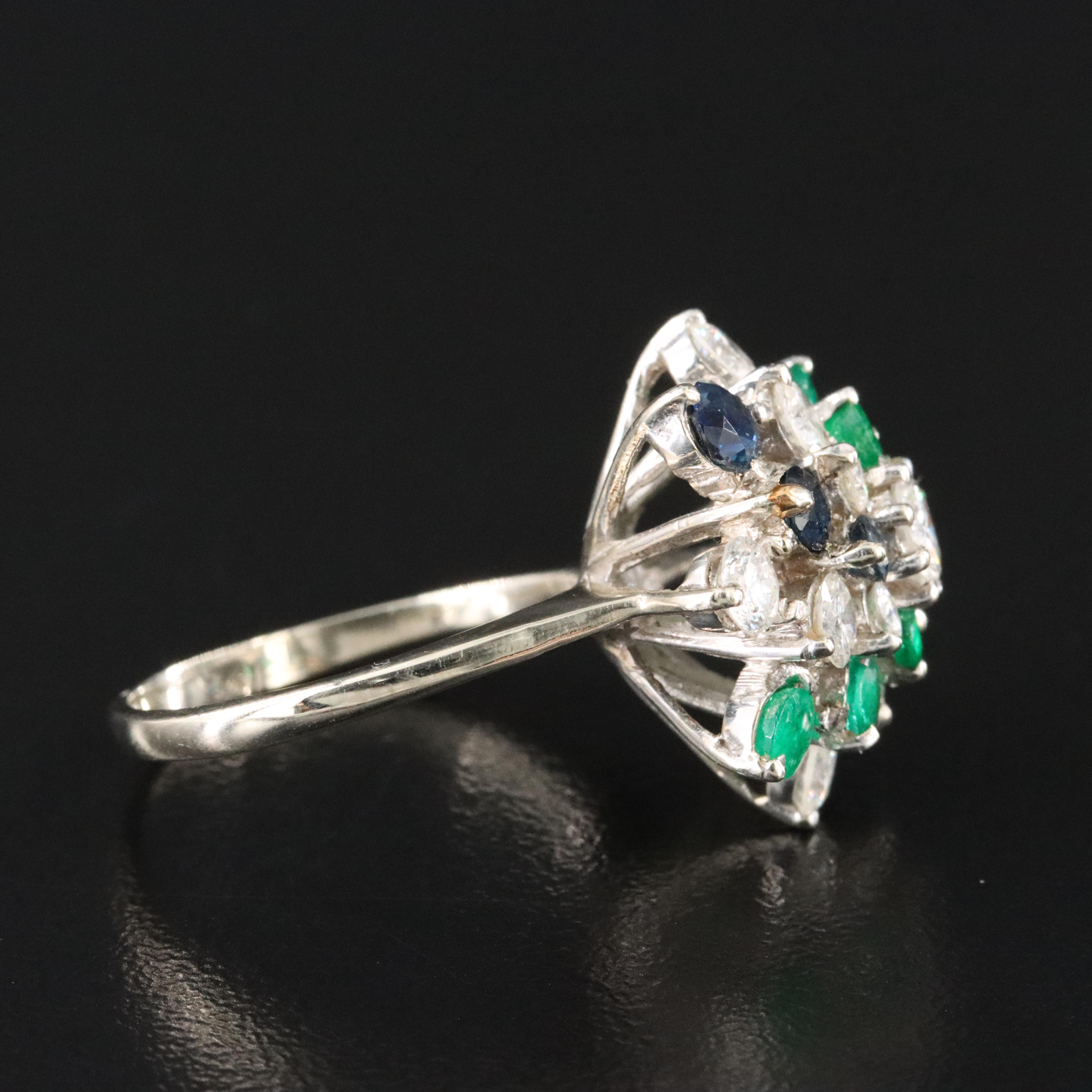 18K 1.51 CTW Diamond, Emerald, and Sapphire Ring