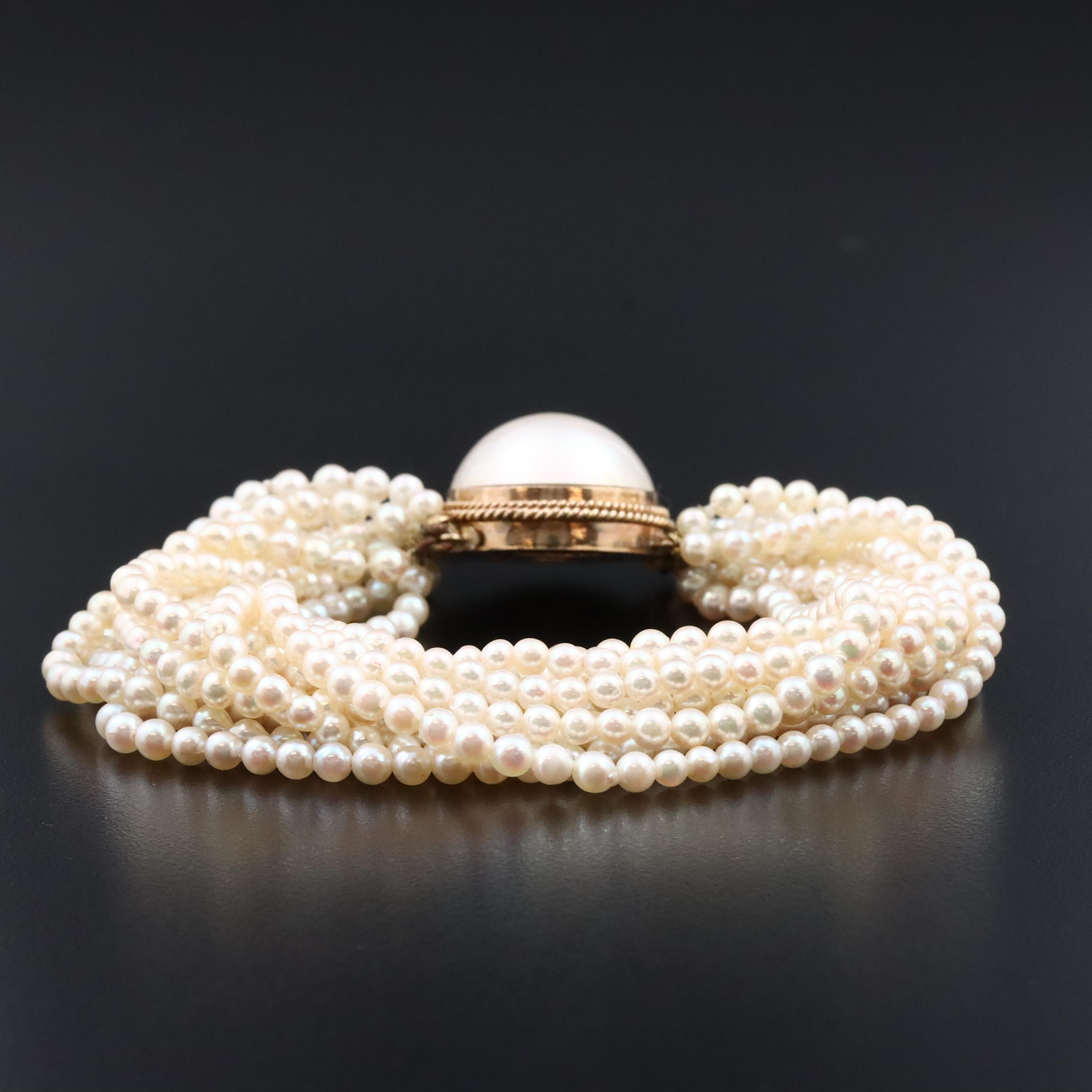 14K Pearl Twelve Strand Bracelet