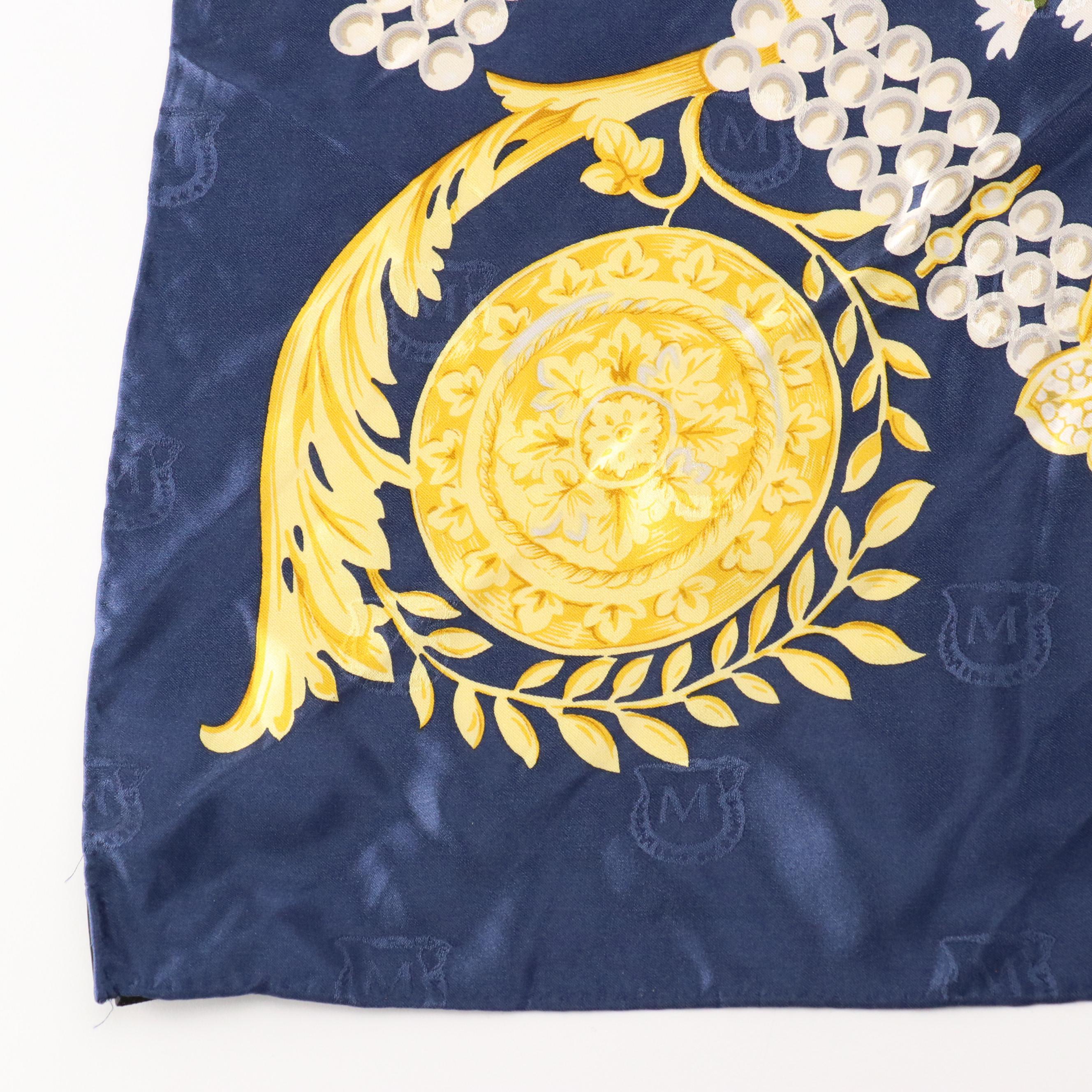 Mikimoto Pearl/Floral Motif Scarf 90 in Silk Charmeuse