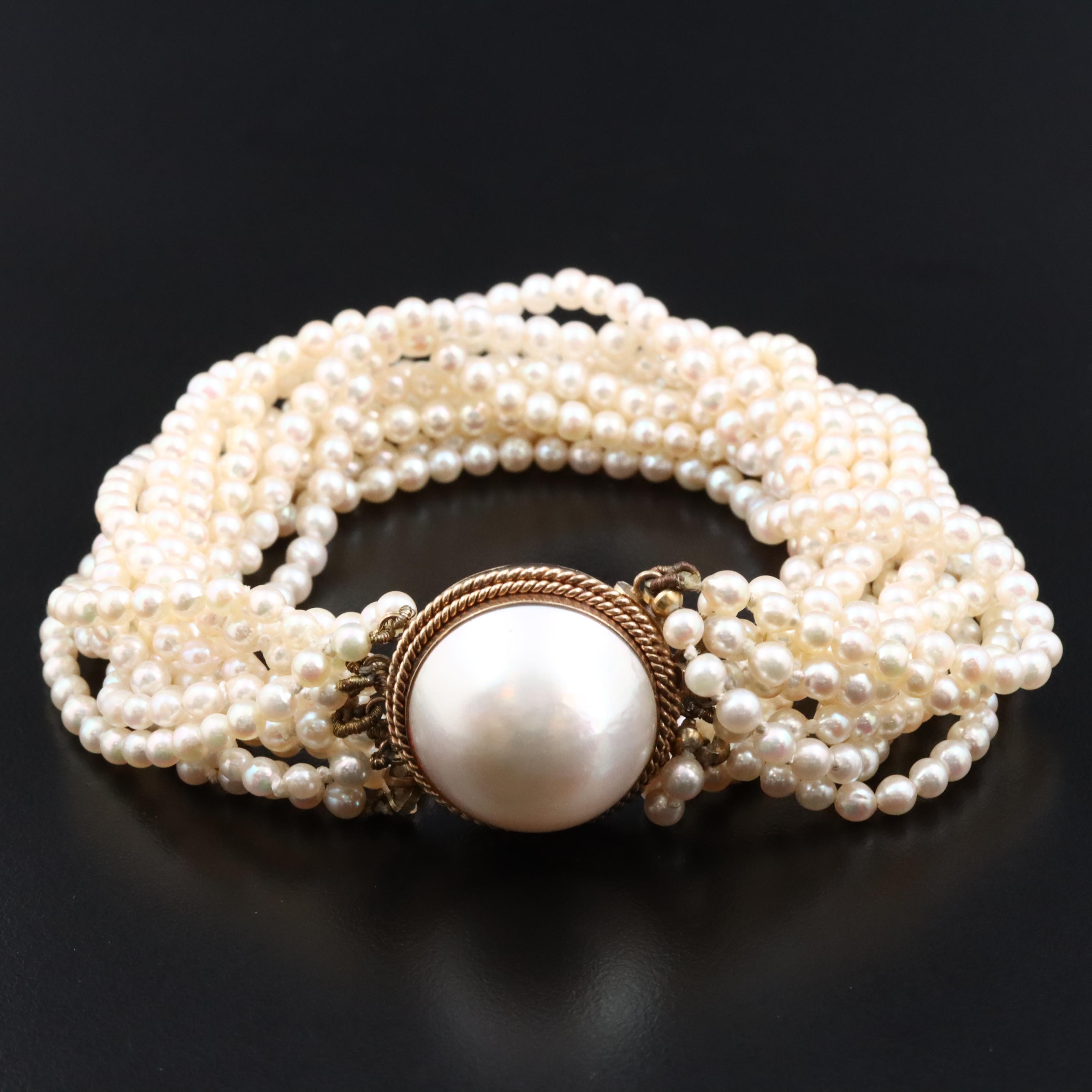14K Pearl Twelve Strand Bracelet