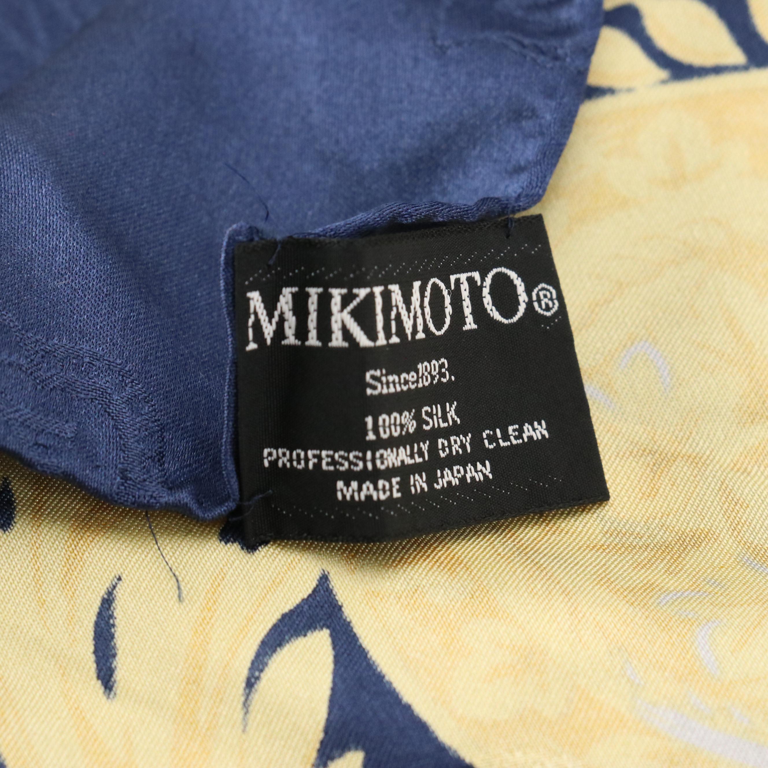 Mikimoto Pearl/Floral Motif Scarf 90 in Silk Charmeuse