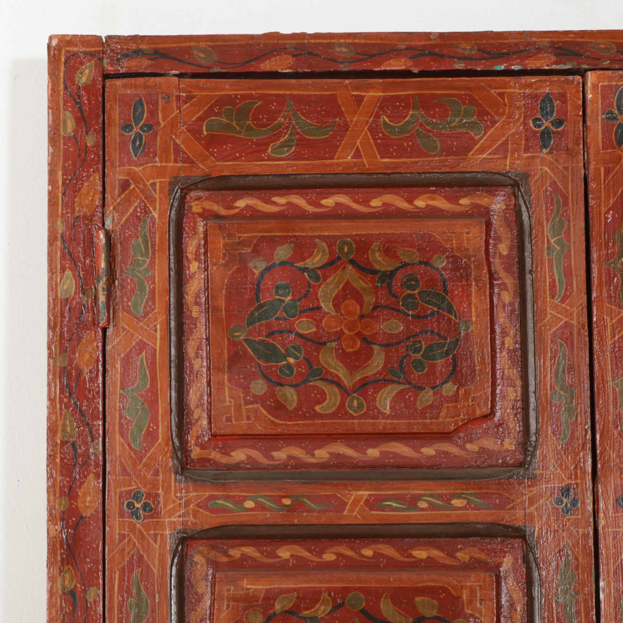 Indian Hand Painted Raised Panel Doors and Doorframe