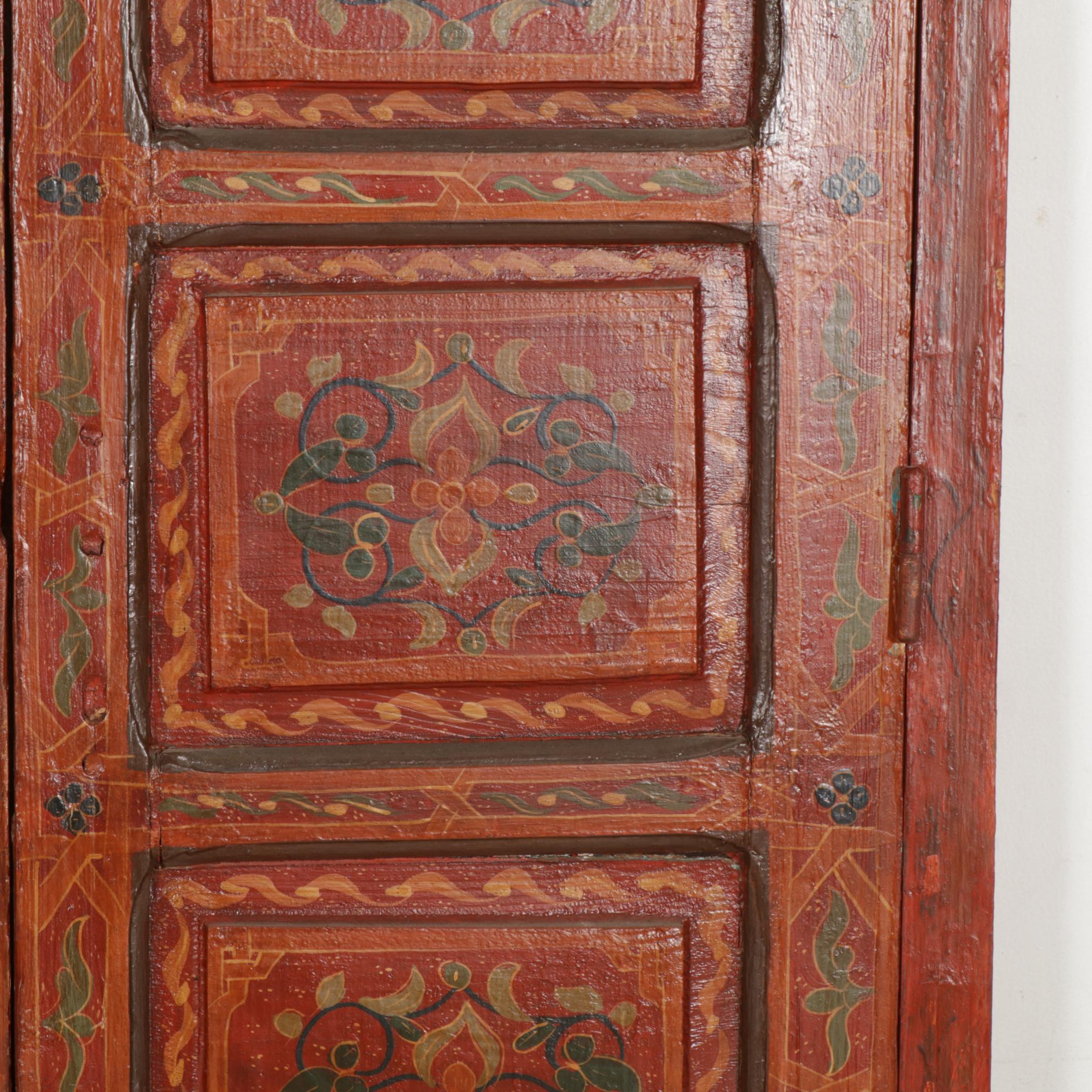 Indian Hand Painted Raised Panel Doors and Doorframe