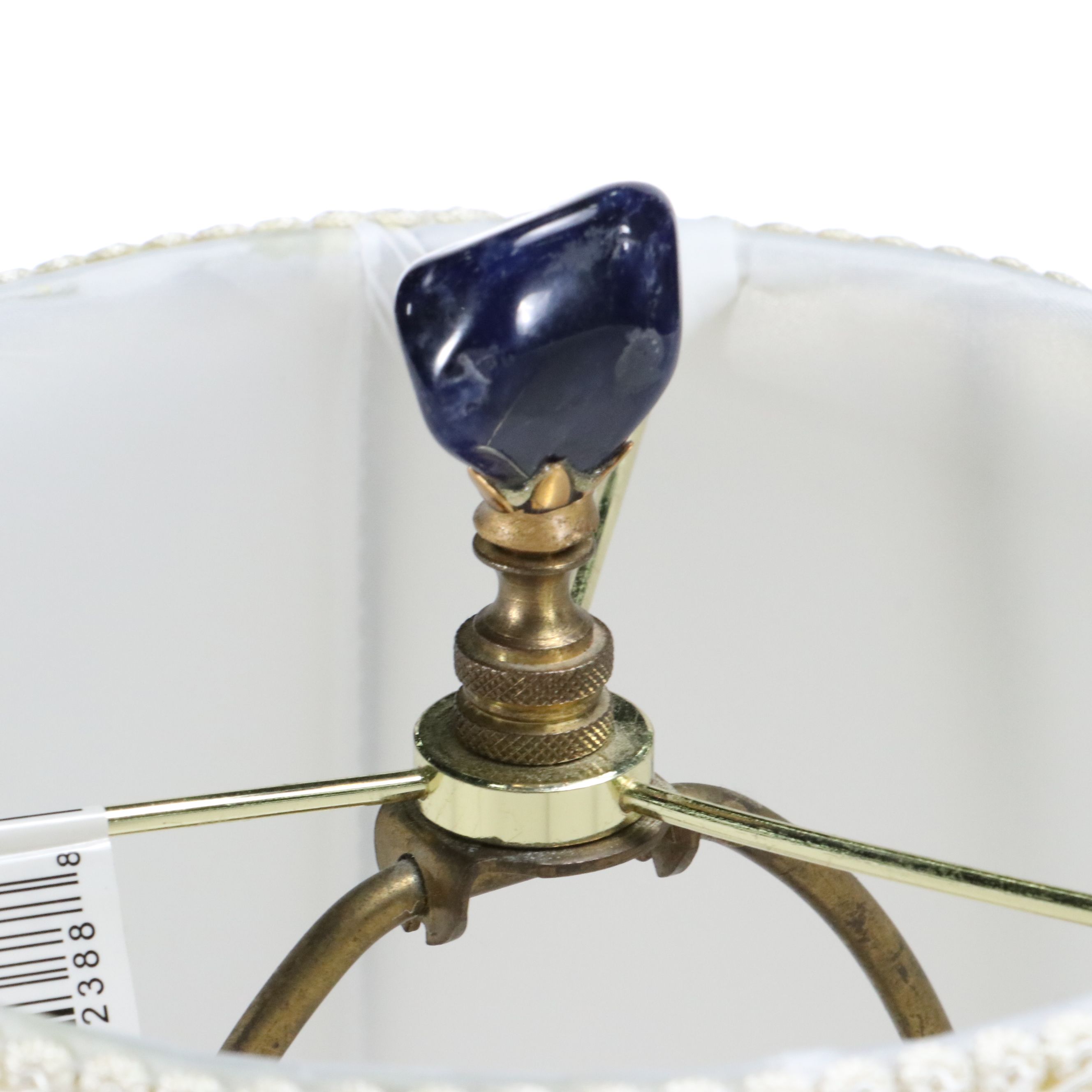 Pair of Chinese Gilt and Hand-Painted Porcelain Table Lamps & Silk Bell Shades