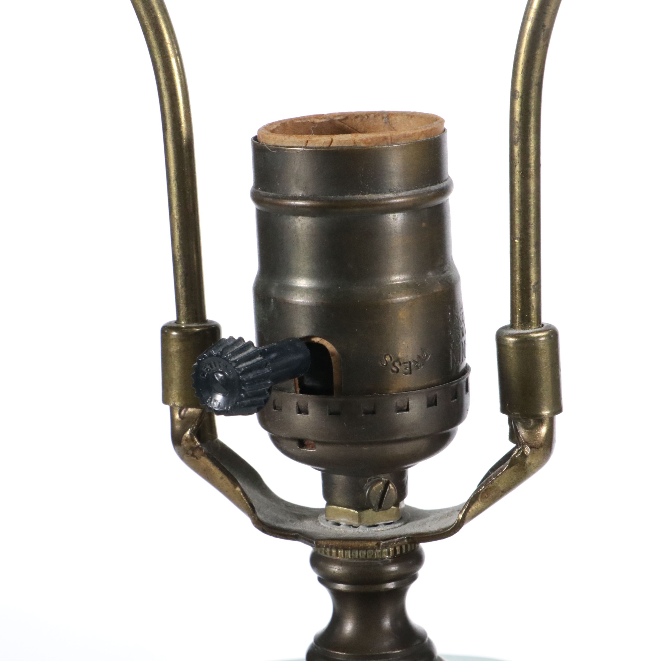 Pair of Chinese Gilt and Hand-Painted Porcelain Table Lamps & Silk Bell Shades