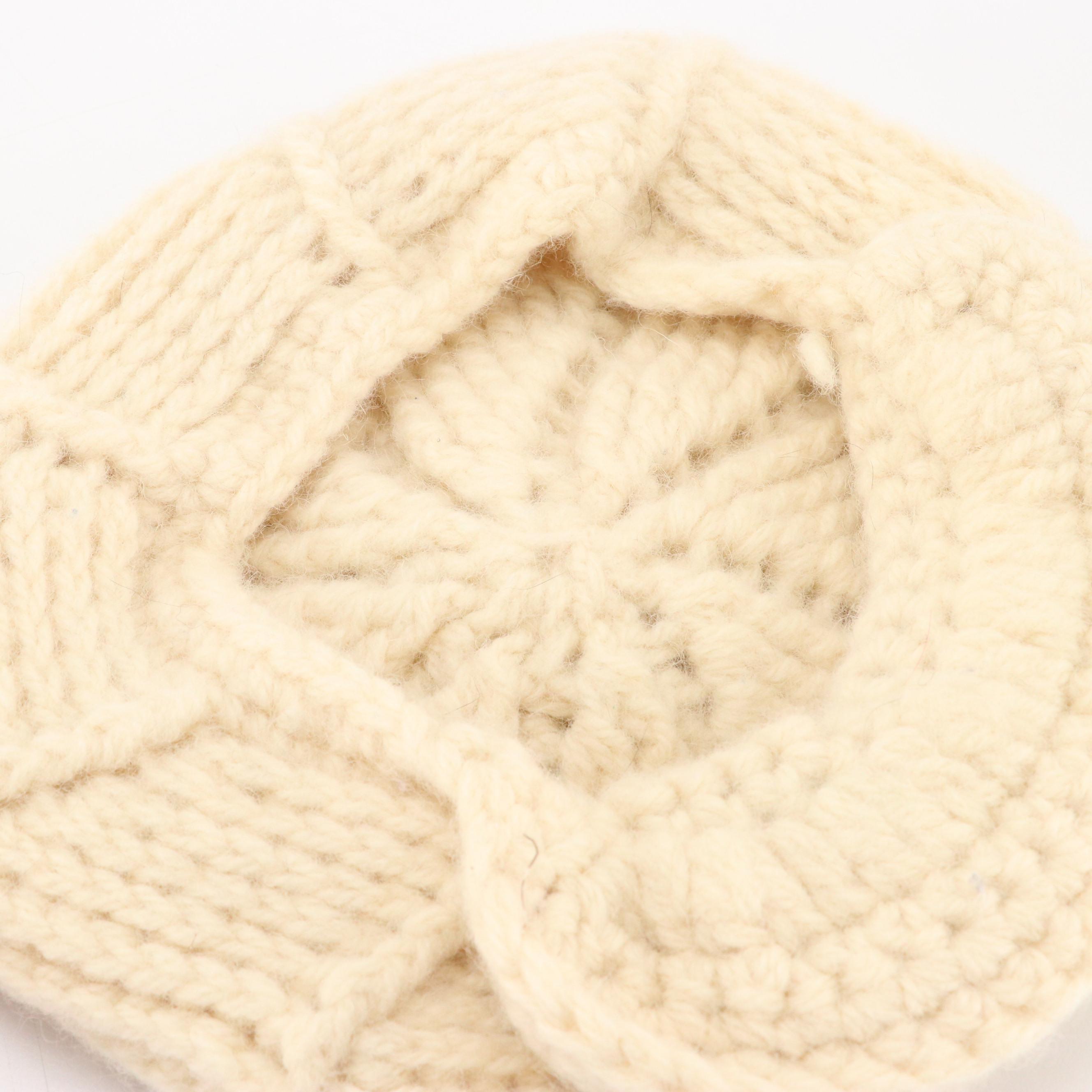 Hand-Knit Wool Cap and Angora Blend Knit Beret